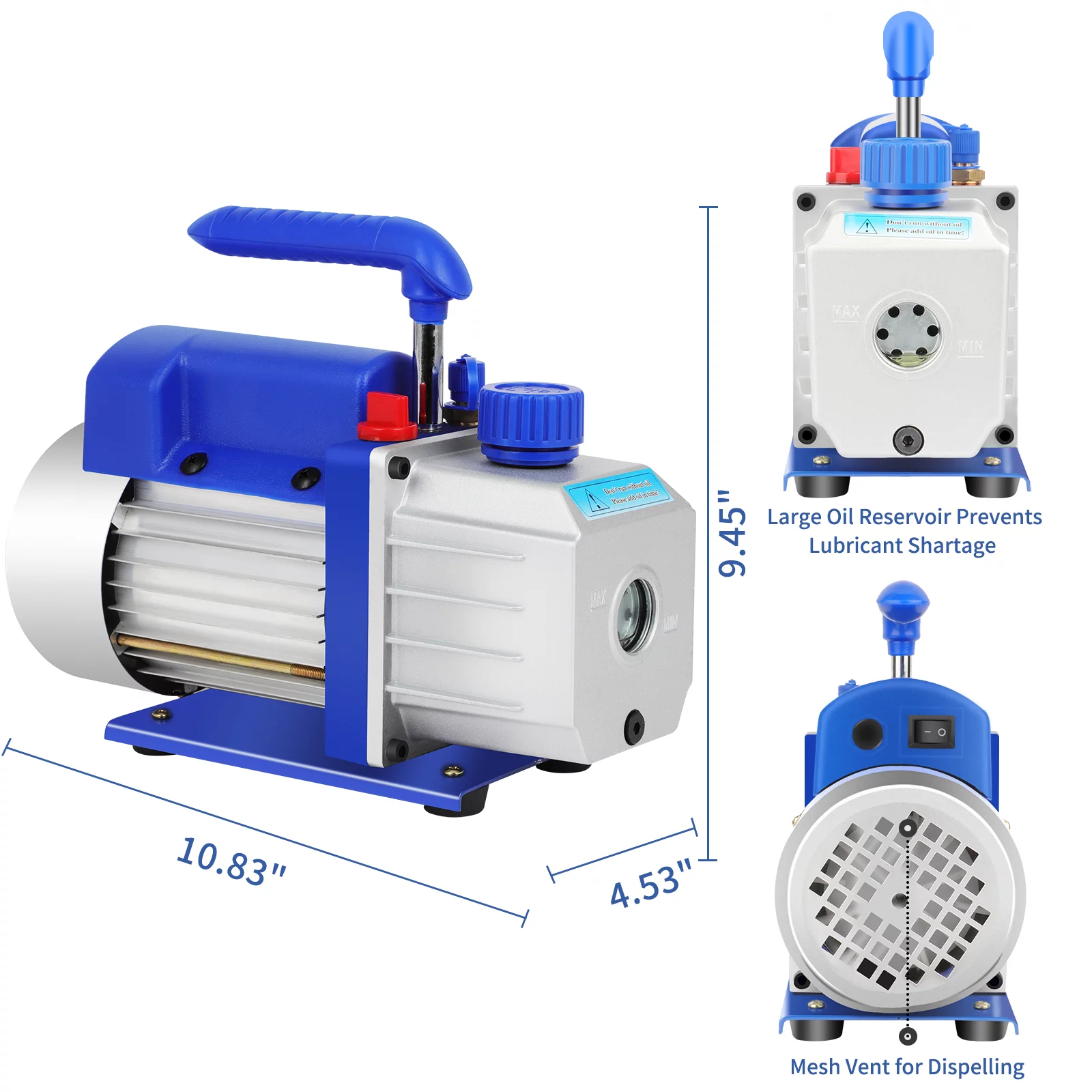 Complete Refrigerant Repair Tool Kit,1/3 HP 4CFM HVAC Vacuum Pump,R134a AC Manifold Gauge Set With Hoses and Quick Couplers,Leak Detector For Air Conditioner
