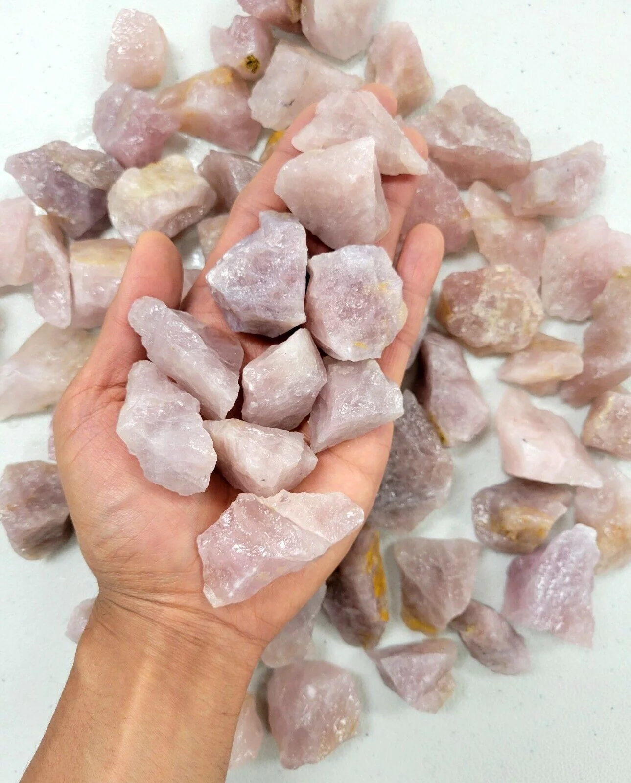Lavender Rose Quartz Crystals Bulk Raw Natural Rough Natural Healing Stones