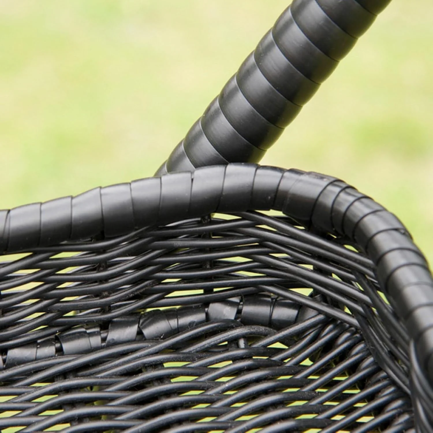 Jeco Wicker Patio Serving Cart in Black