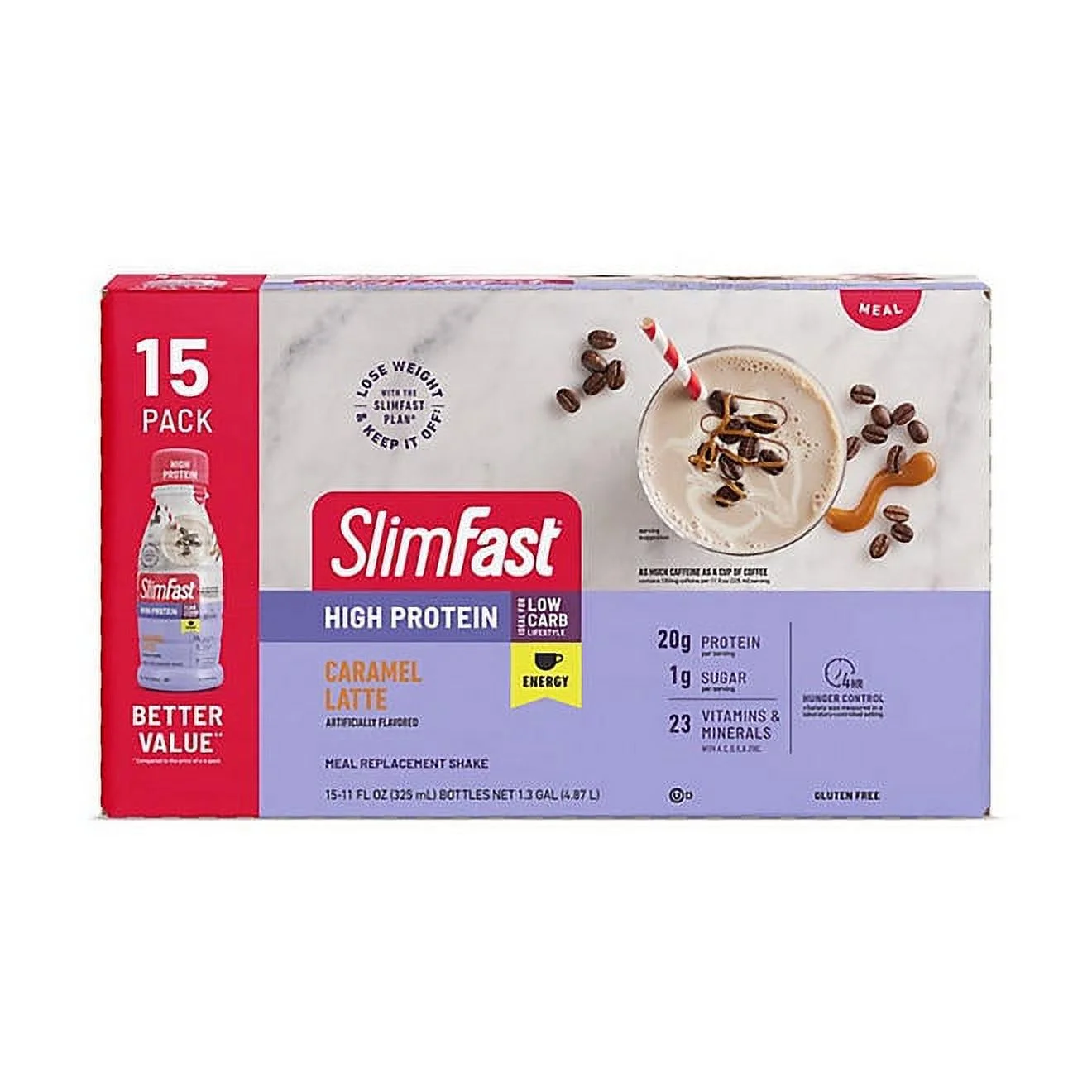slimfast advanced energy caramel latte meal replacement shakes