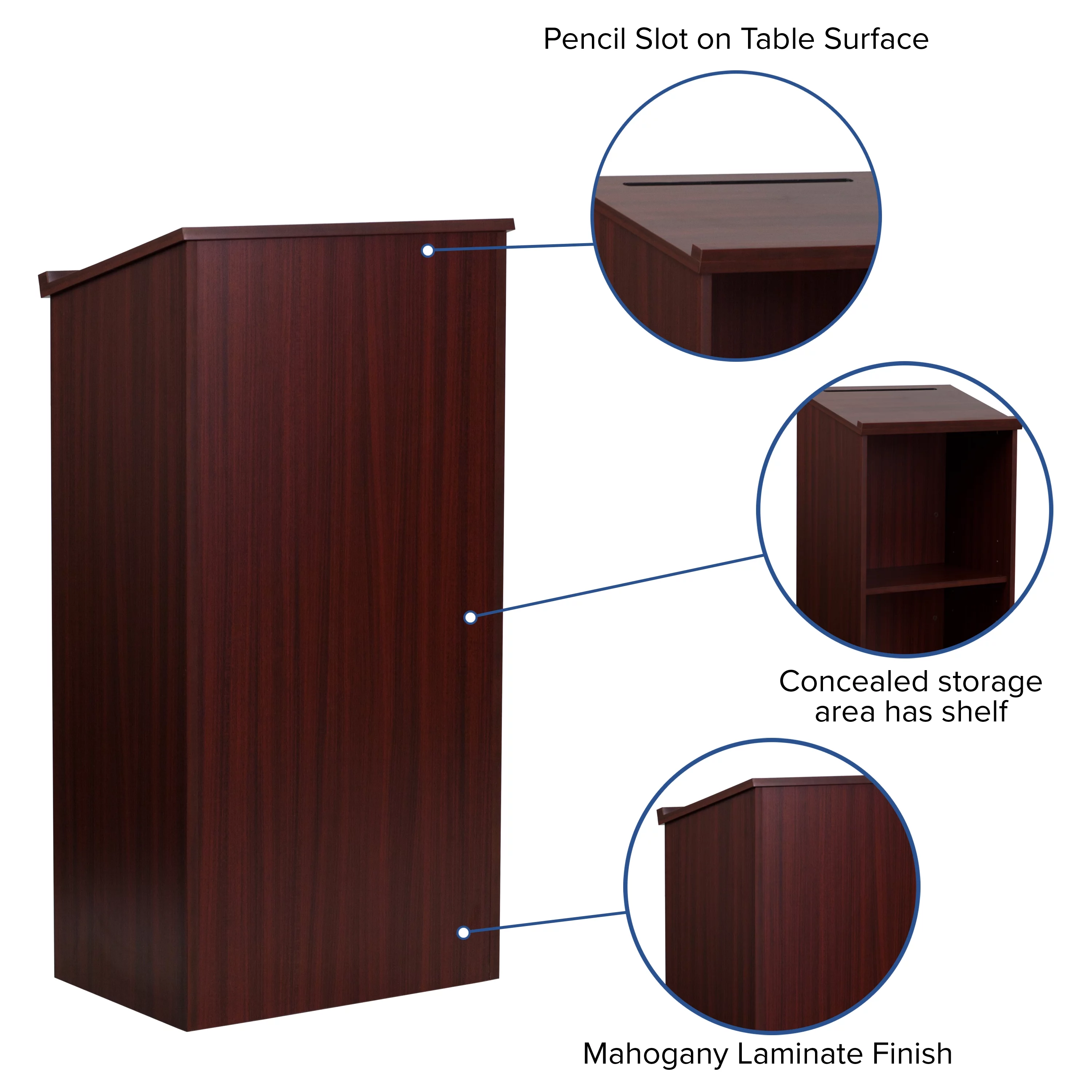 BizChair Stand-Up Wood Lectern in Mahogany
