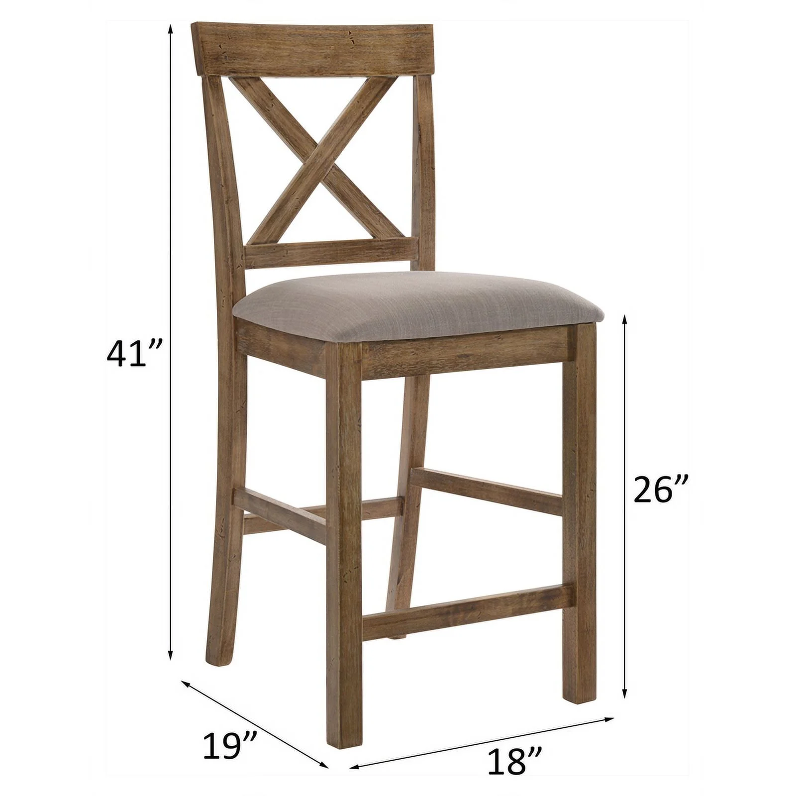 Pemberly Row Counter Height Chair in Tan Linen and Weathered Oak (Set of 2)