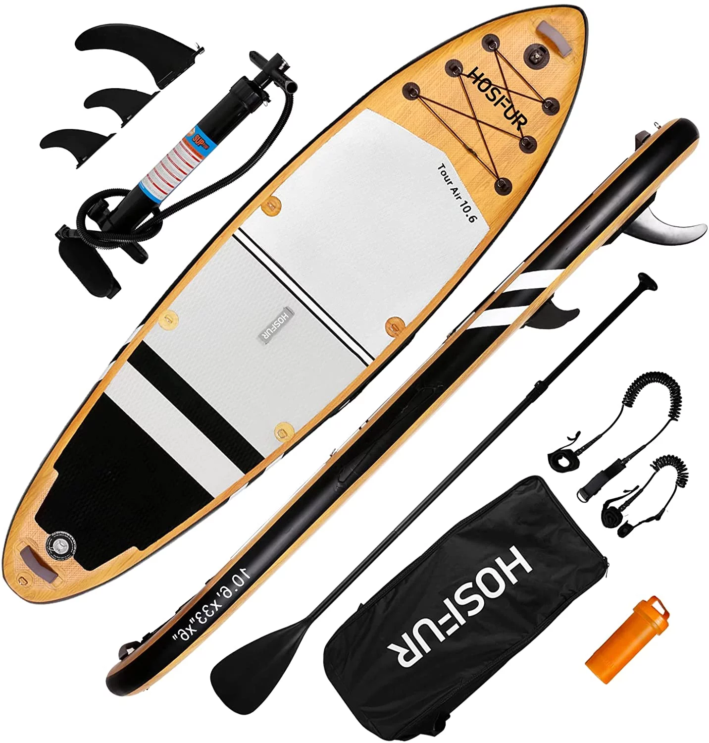 Inflatable Stand Up Paddle Board 10.6‘ with Premium SUP Accessories, Camera Mount, 3 Removable Fins, Wide Stance, Surf Control,Non-Slip Deck, Youth & Adult