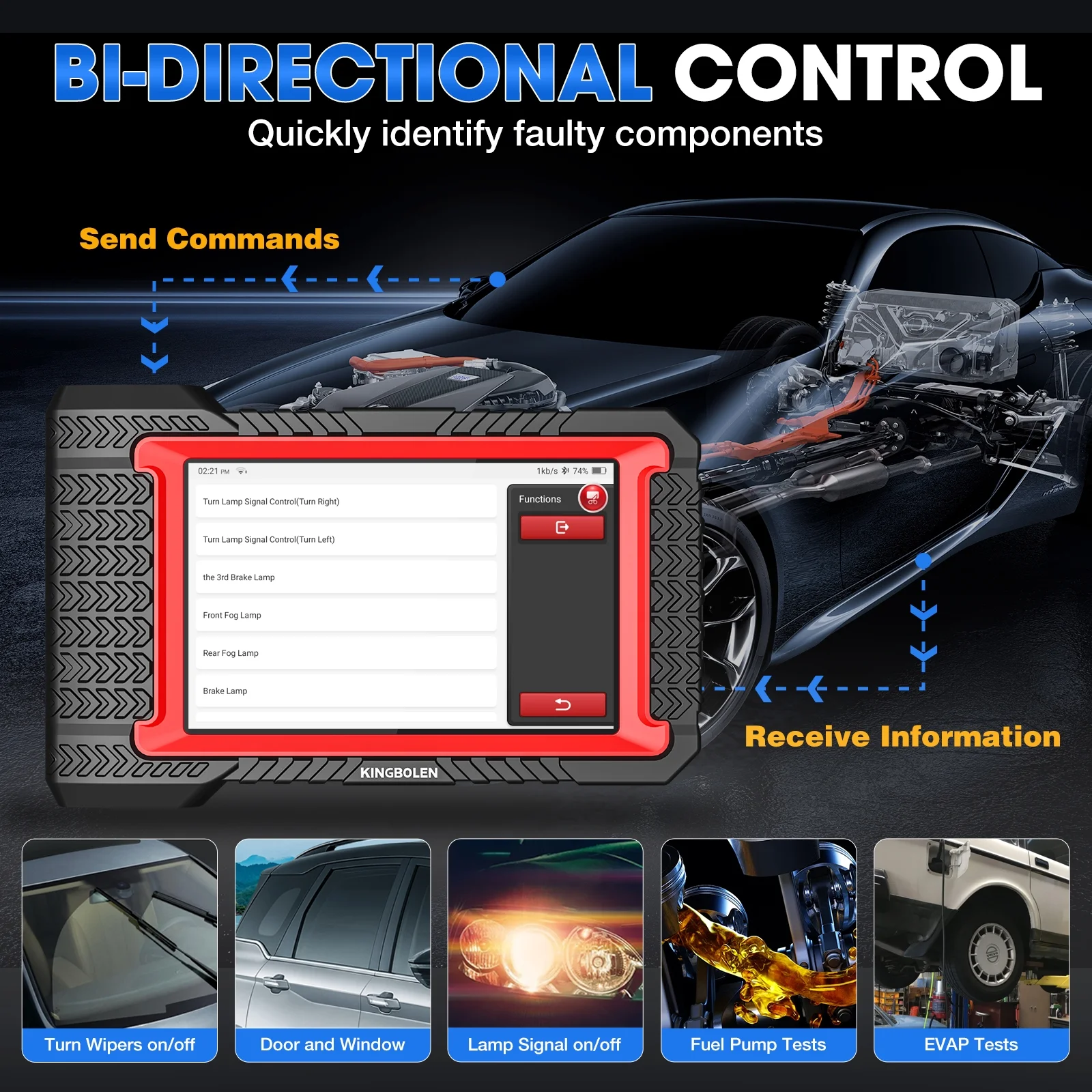 KINGBOLEN K7 Car Scan Tool, OE-Level Full System Automotive Bidirectional Diagnostic Scanner, 28+ Services, 0, 3 Years Free Update