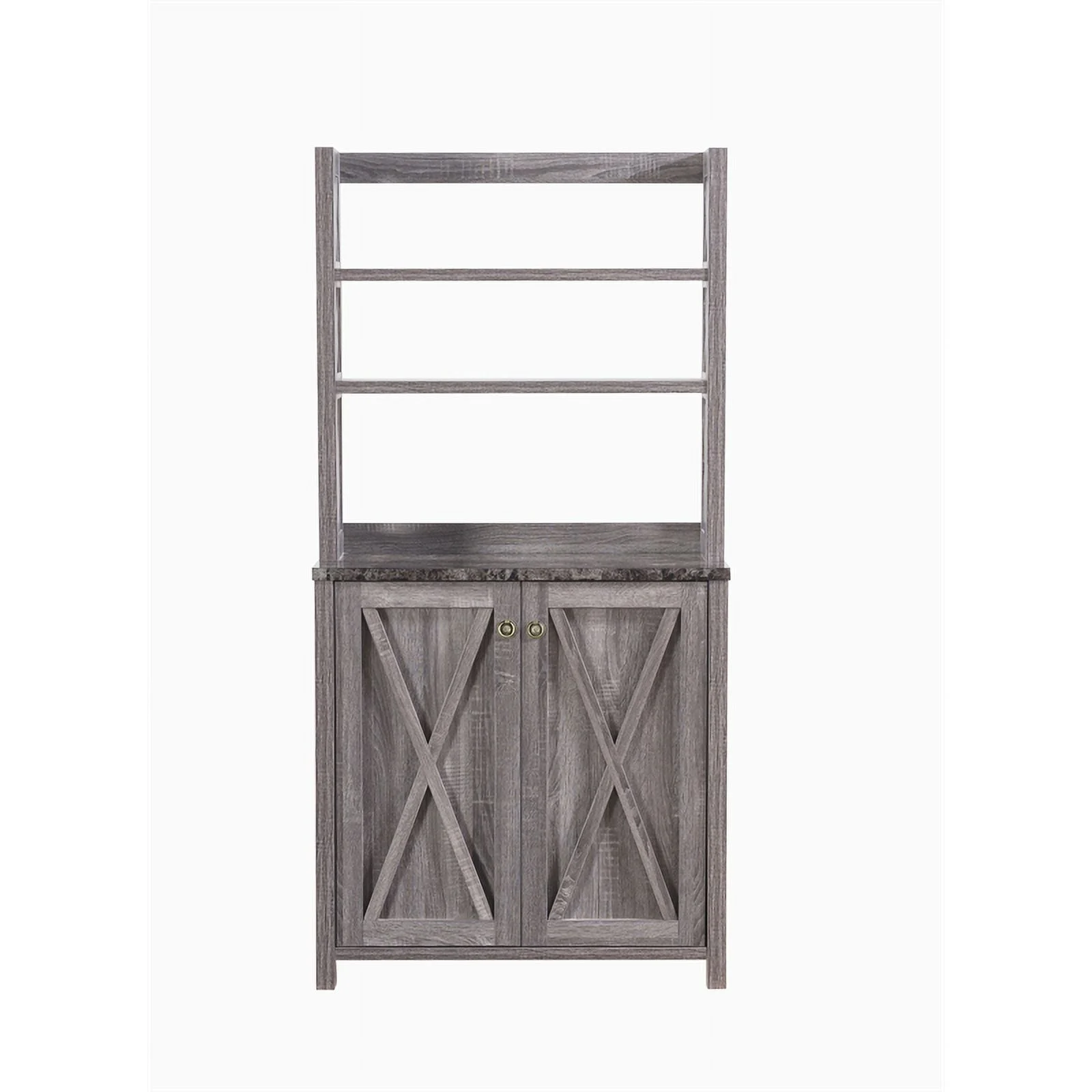 Bowery Hill Rustic Wood Multi-Storage Kitchen Cabinet in Gray