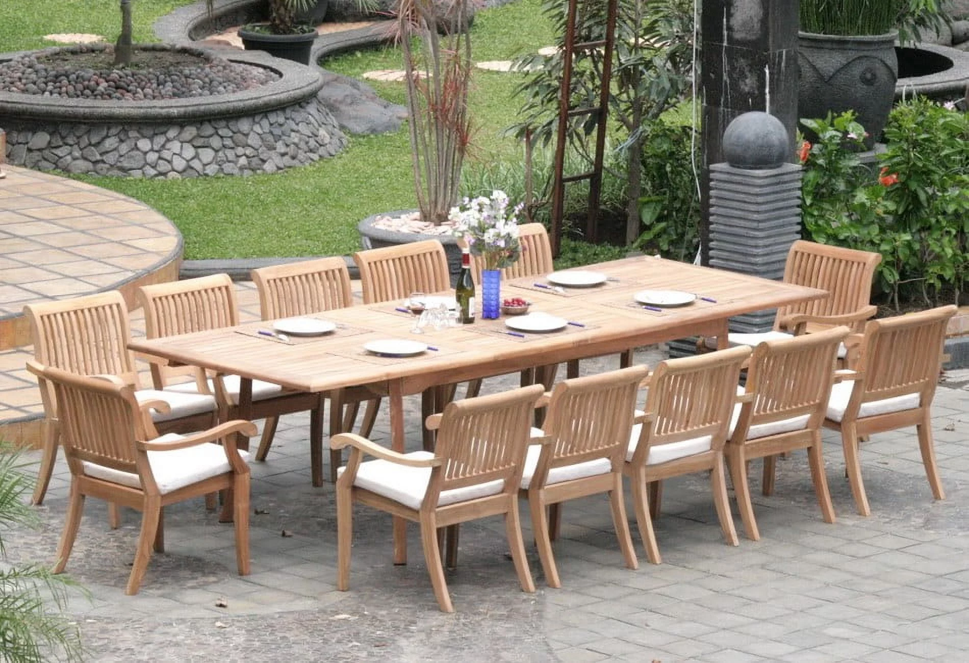 13 Pc Luxurious Grade-A Teak Dining Set - Very Large 122