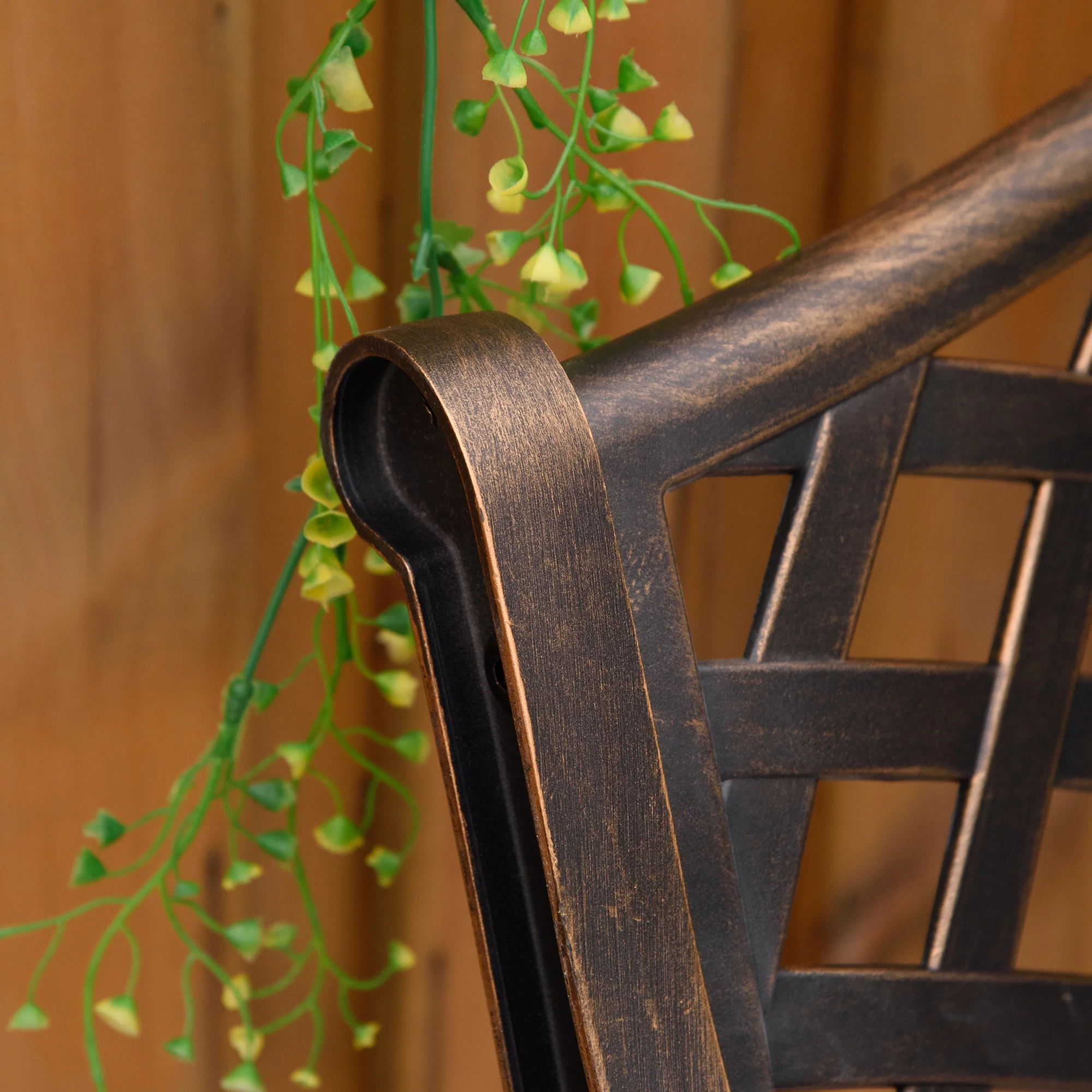 Outsunny Patio Park Bench, Lattice, 2 Seat, Armrests, Aluminum