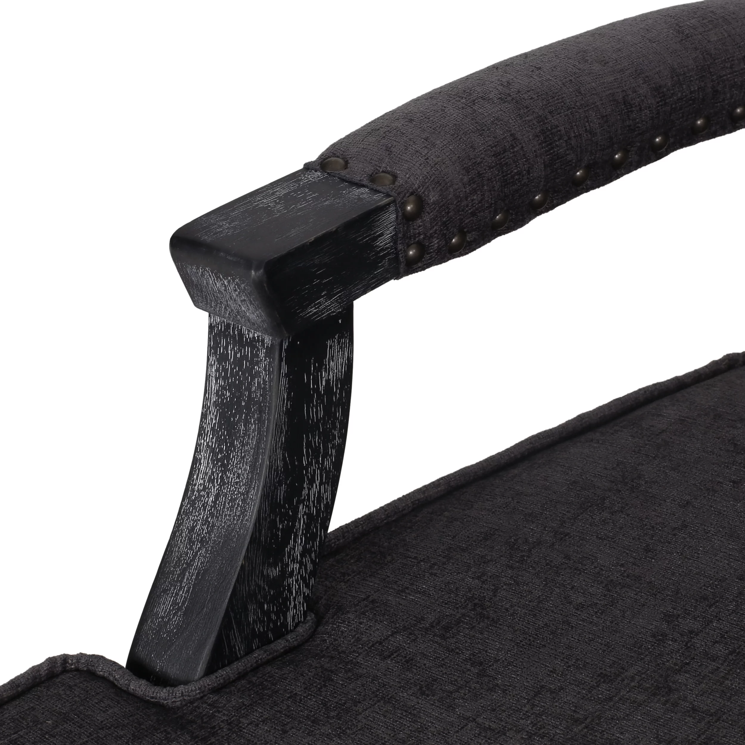 Noble House Ardson French Fabric Dining Arm Chair Set of 4, Gray, Natural