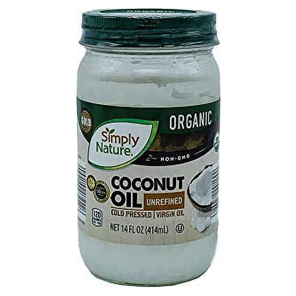 Simply Nature Organic Coconut Oil Unrefined, Cold Pressed, Virgin Oil 14 fl oz - PACK OF 2