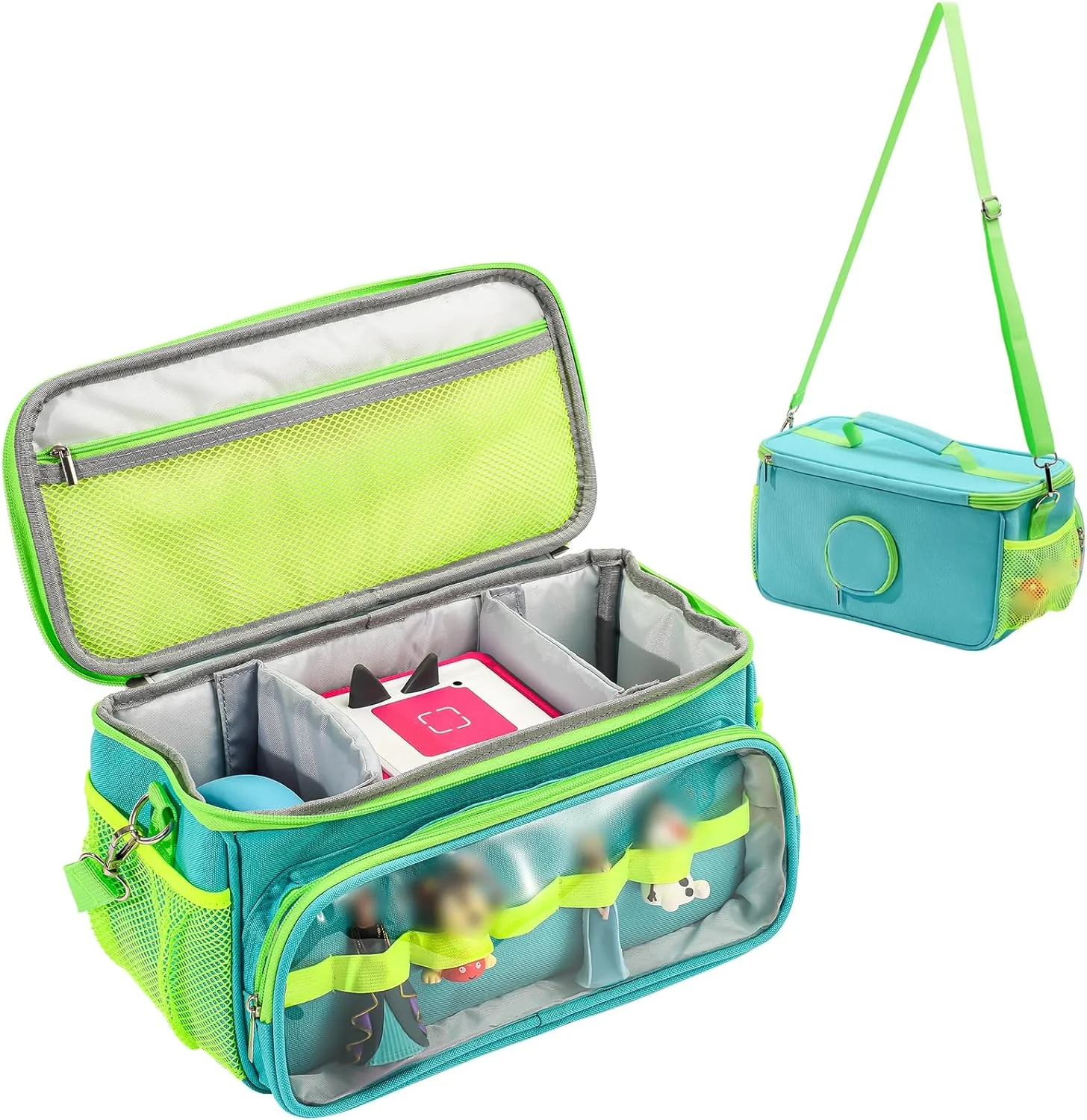 Hautton Carrying Case for Toniebox Starter Set, Portable Travel Carrying Bag for Tonies Audio Player, Tonies Figures, Headphone and Charging Station with Shoulder Strap and Handle -Aqua Blue