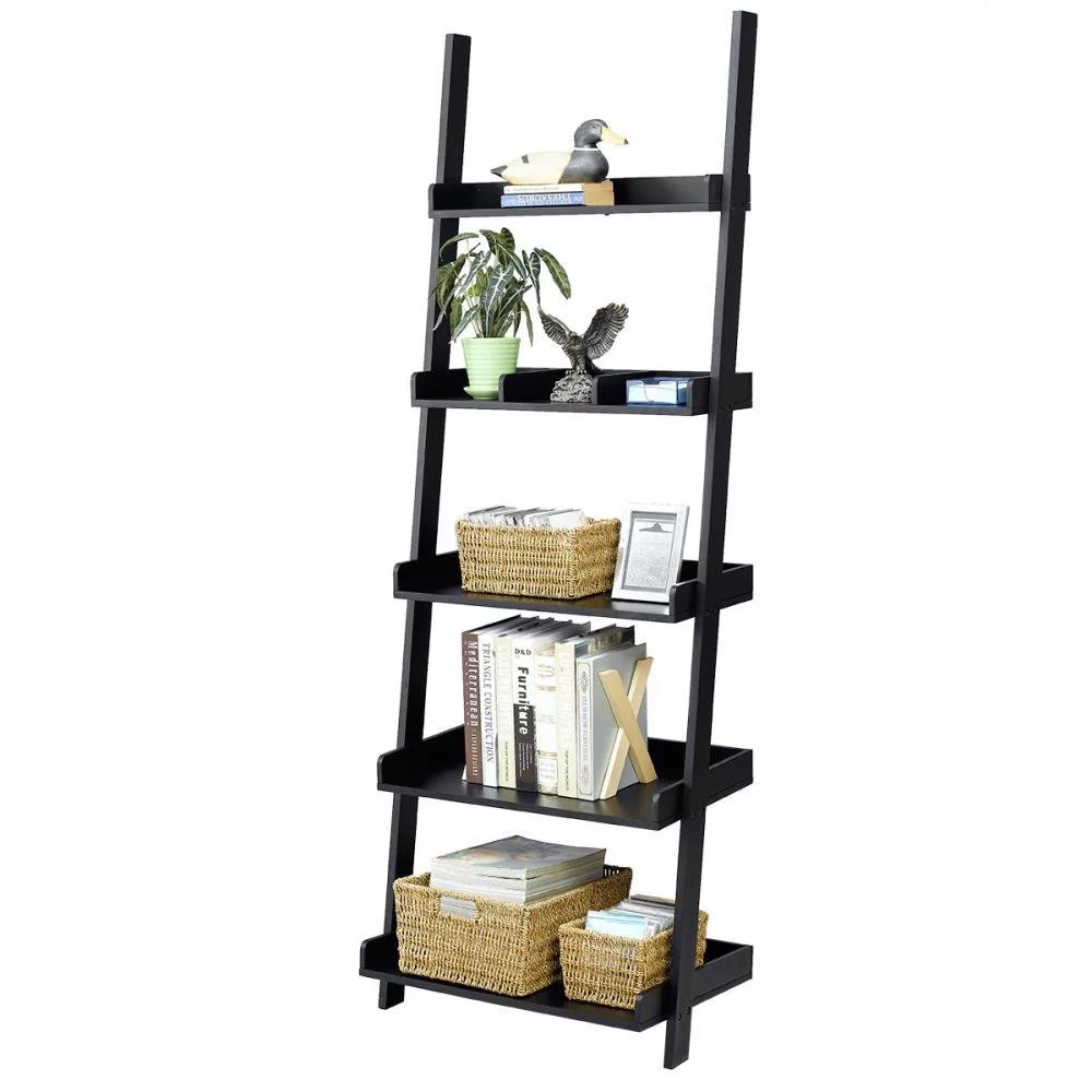 Leaning Shelf Bookcase With Computer Desk Office Furniture Home Desk Wood