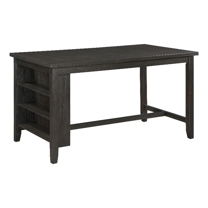 Pemberly Row Wood Counter Height Dining Table with Storage Shelves Dark Gray