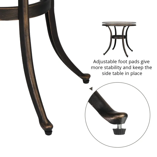 23.6inch Phoenix Table Round Garden Cast Aluminum Table Bronze