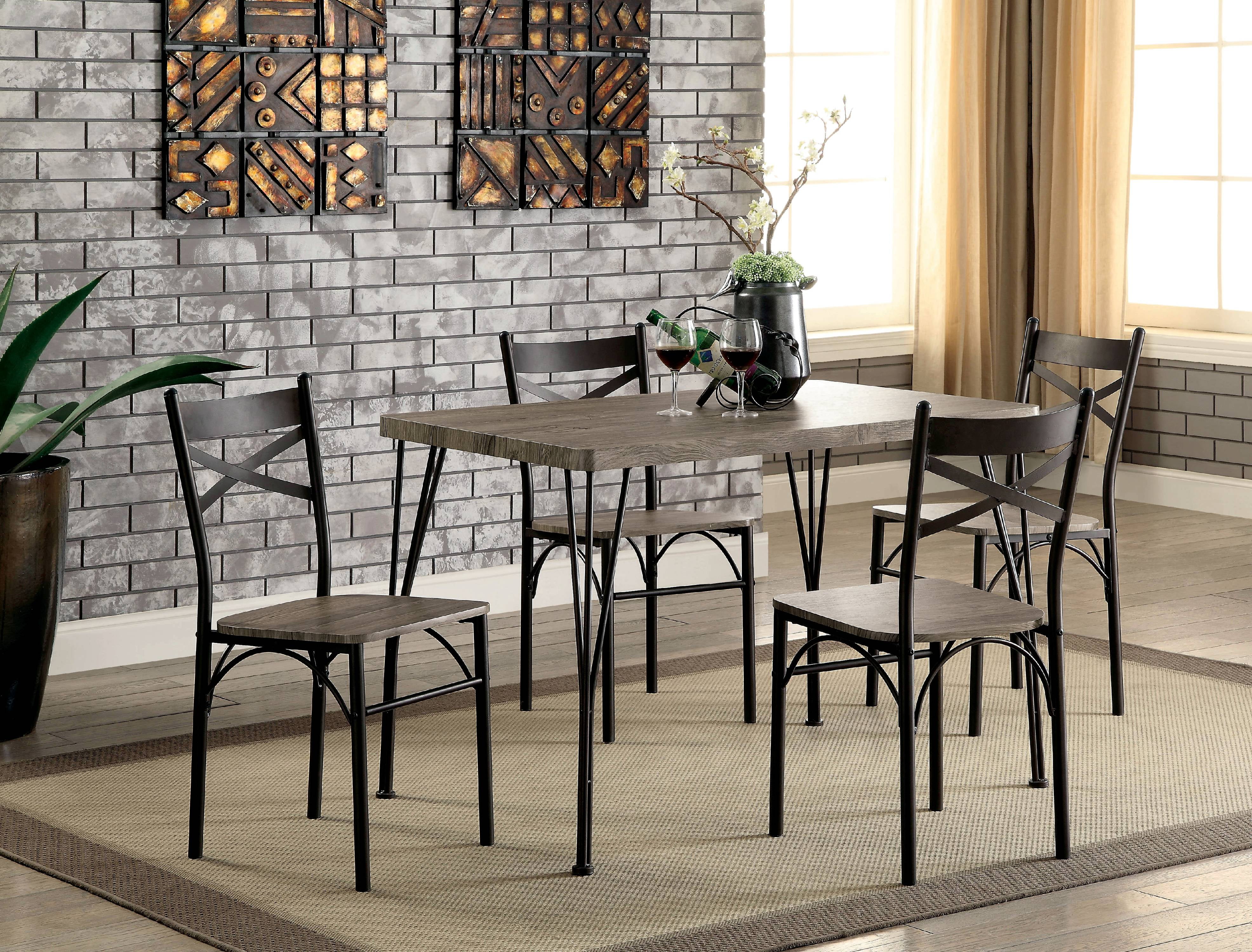 Furniture of America Palmer 5-Piece Dining Set, Gray and Bronze