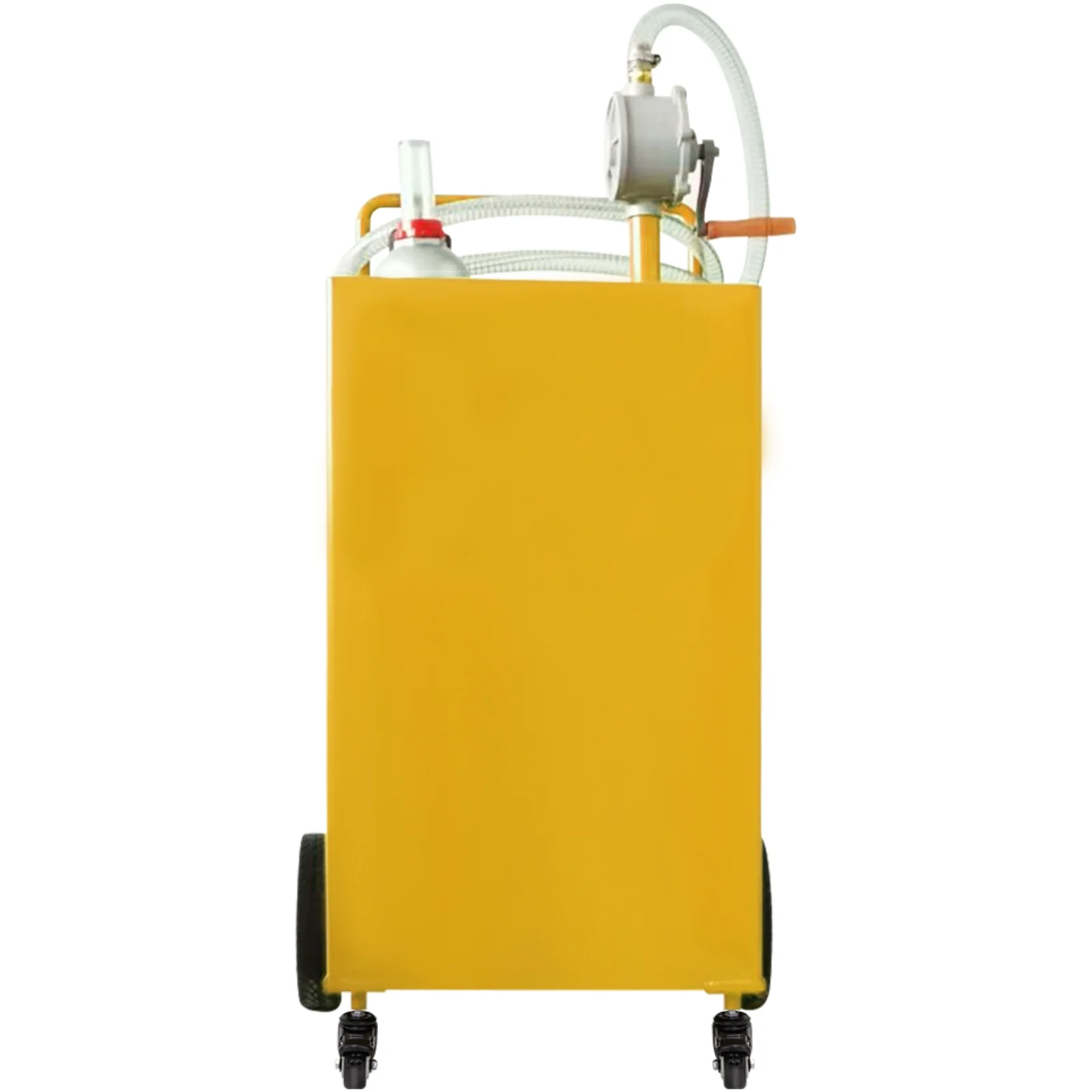 SKYSHALO 35 Gallon Gas Caddy, Fuel Storage Tank with 4 Wheels, Portable Fuel Caddy with Manuel Transfer Pump, Gasoline Diesel Fuel Container for Cars, Lawn Mowers, ATVs, Boats, More, Yellow