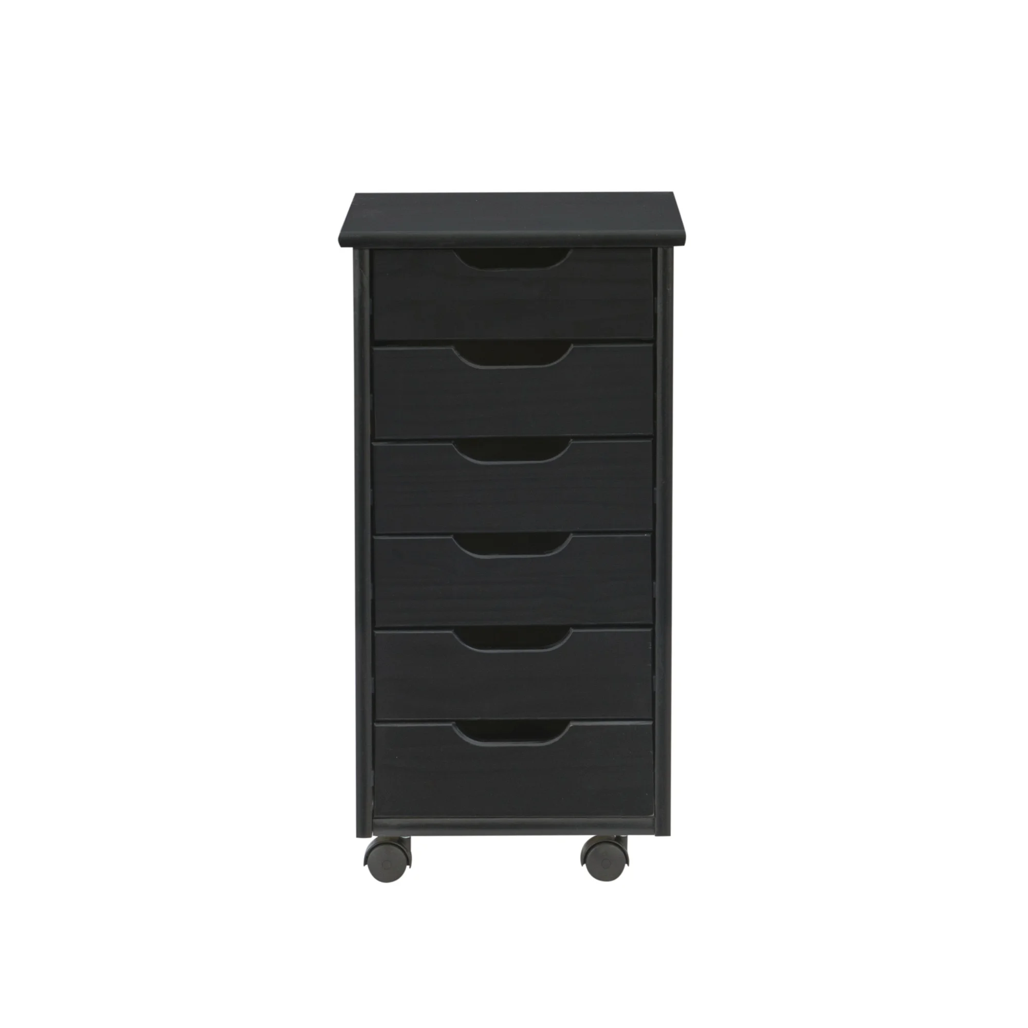 Cary Black Six Drawer Rolling Storage Cart Black