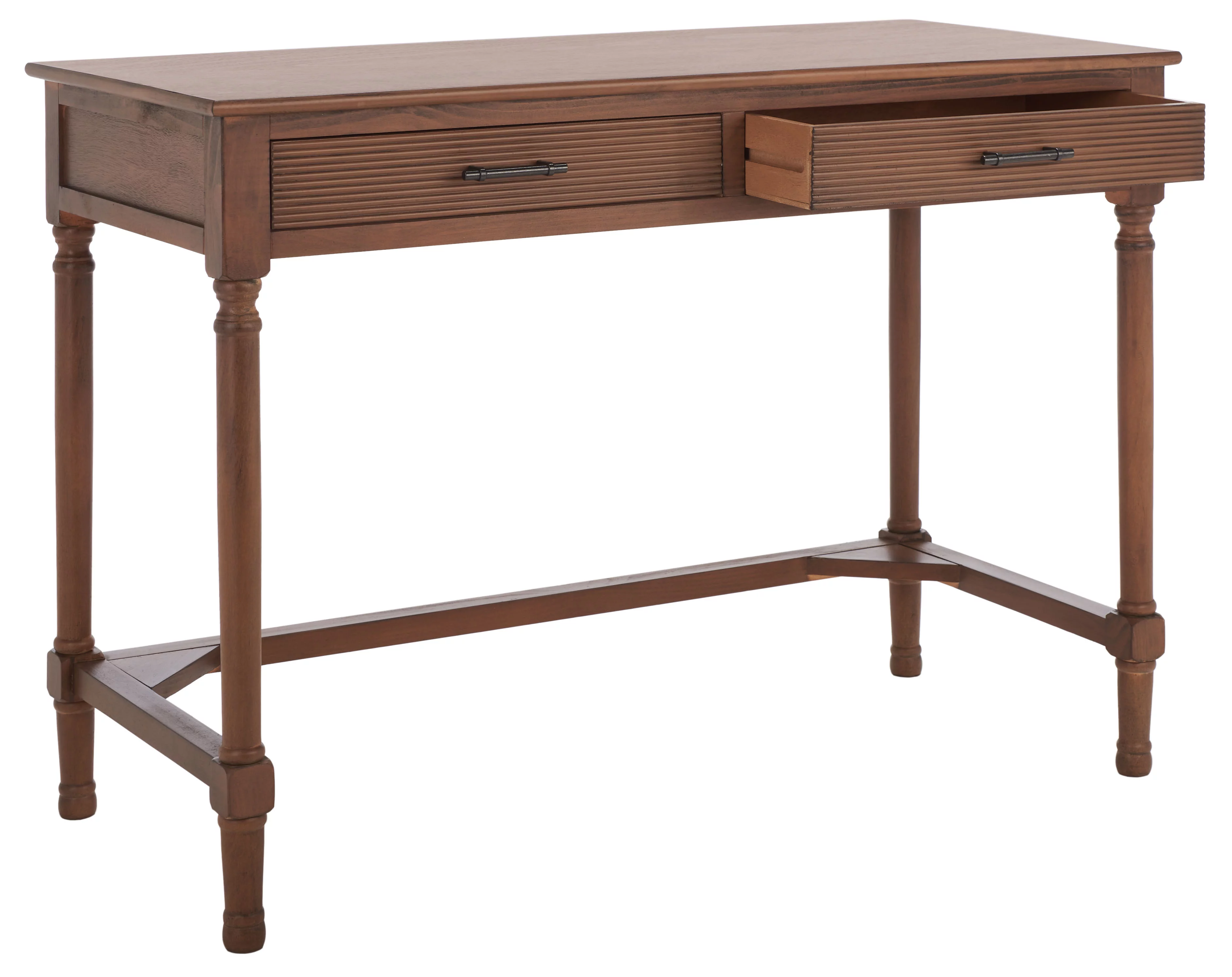 SAFAVIEH Layce Solid Retro 2 Drawer Writing Desk, Brown