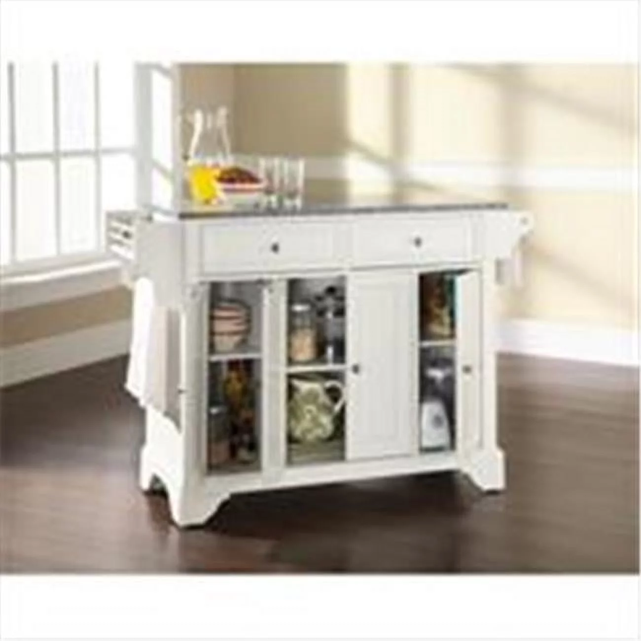 Crosley Furniture  LaFayette Solid Granite Top Kitchen Island in White Finish
