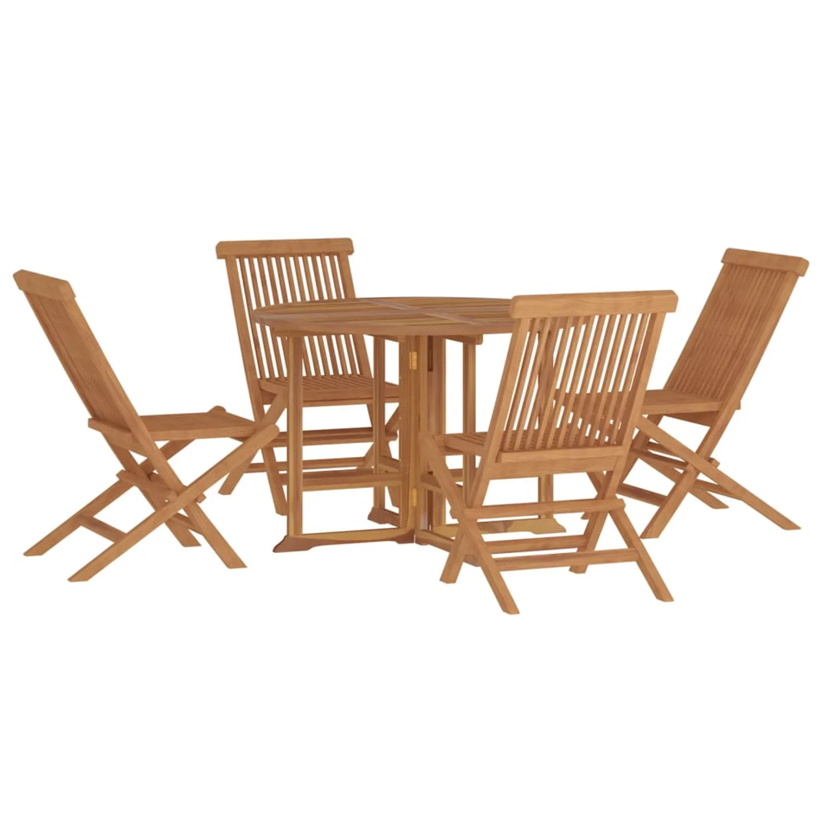 OWSOO 5 Piece Folding Patio Dining Set Solid Wood Teak