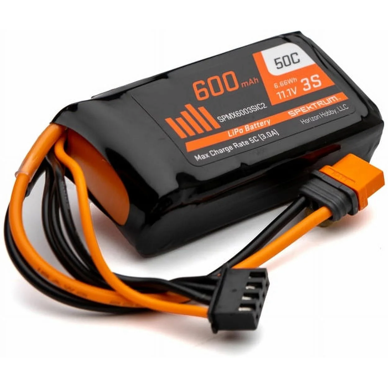 Spektrum 600mAh 3S 11.1V 50C LiPo Battery IC2 SPMX6003SIC2 Airplane Batteries