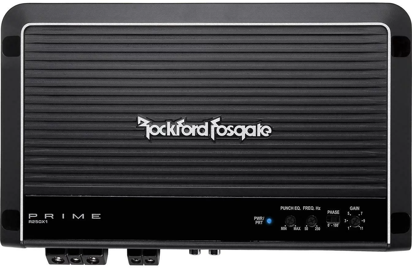 Rockford Fosgate Prime R250X1 Mono subwoofer amplifier â€” 250 watts RMS x 1 at 2