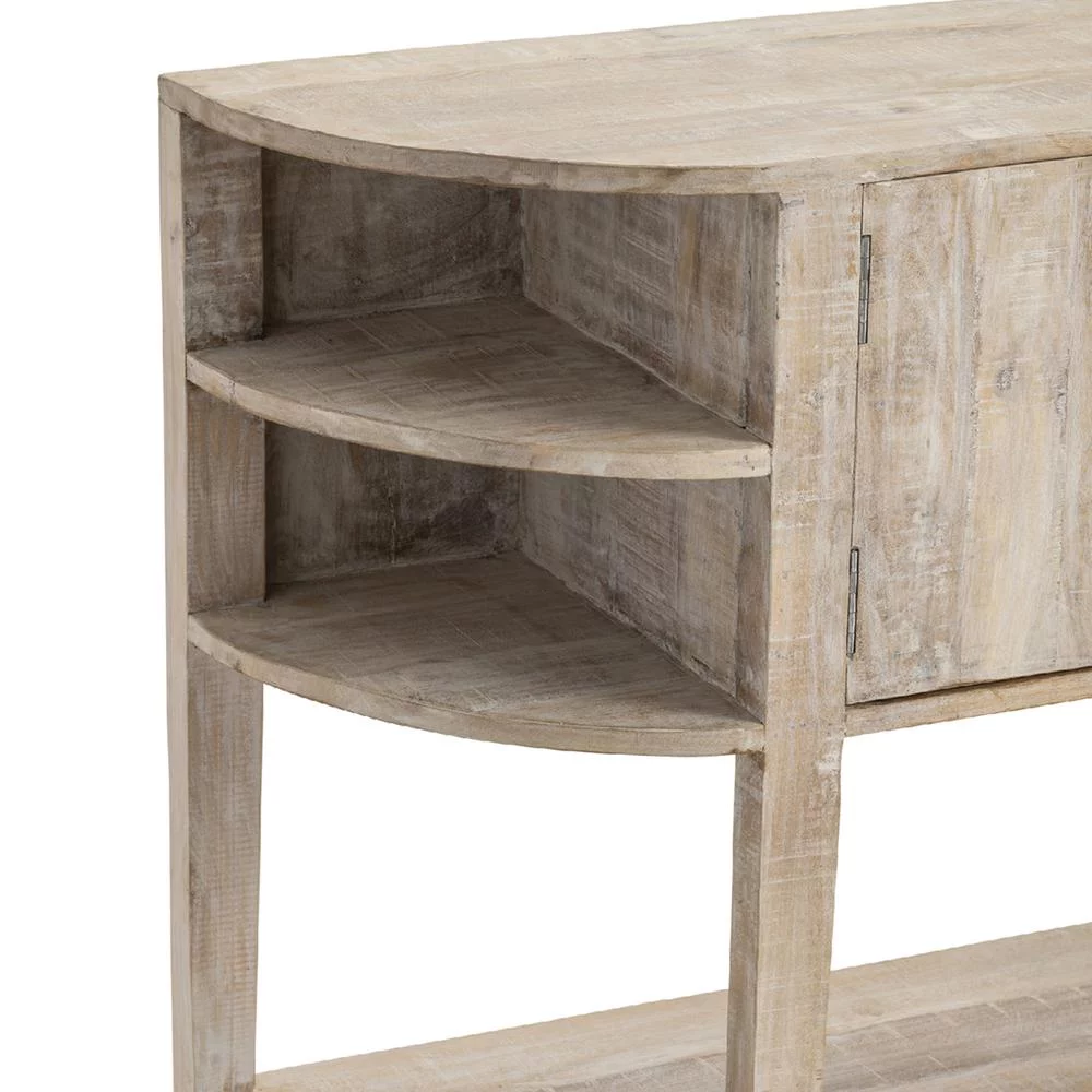 W/C Half Round 2 Door Console Table Brown Wood