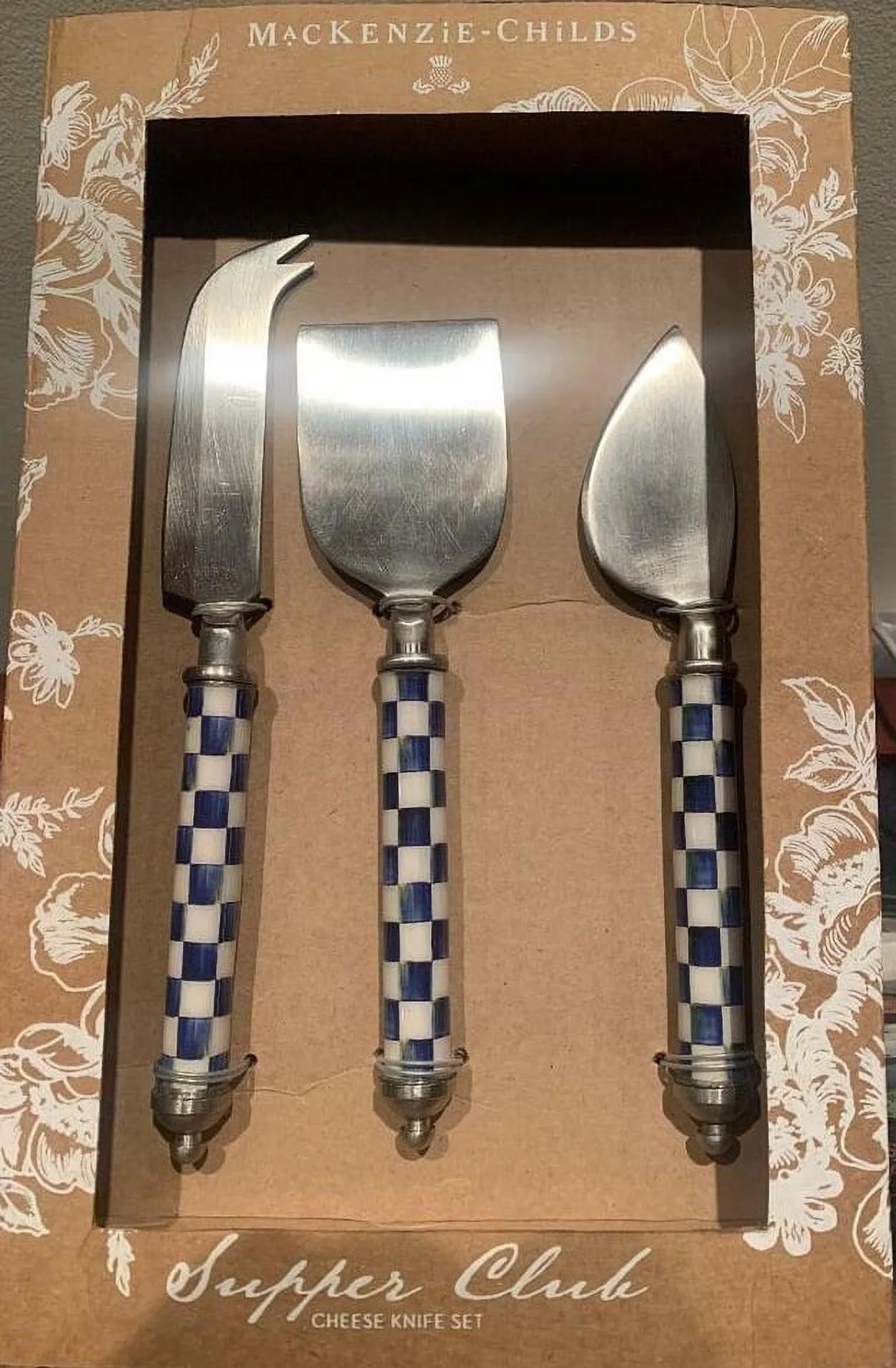 Mackenzie-Childs Royal Check Supper Club Cheese Knife Set