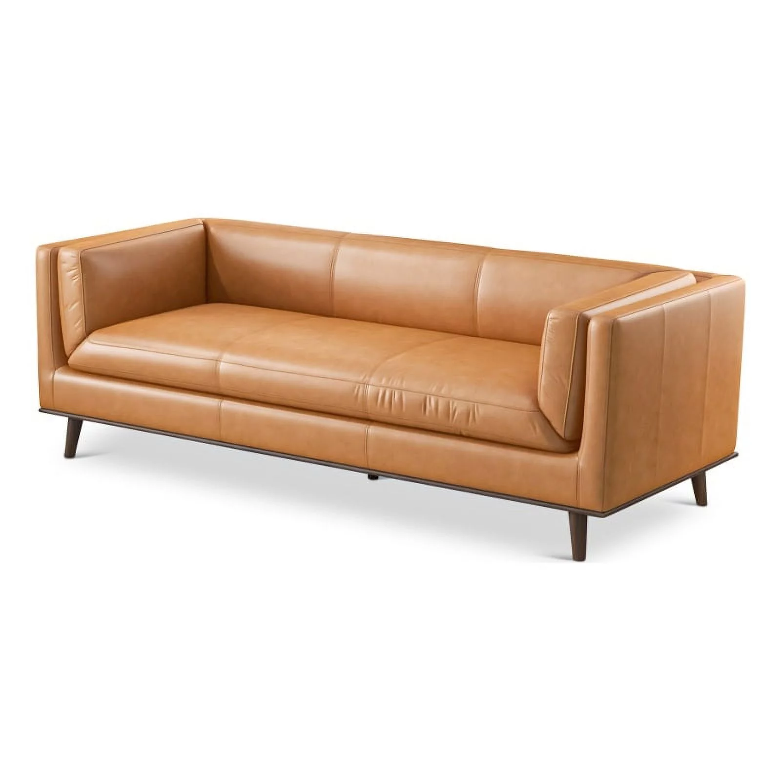 Dolomite Mid Century Modern Living Room Genuine Leather Sofa in  Cognac Tan