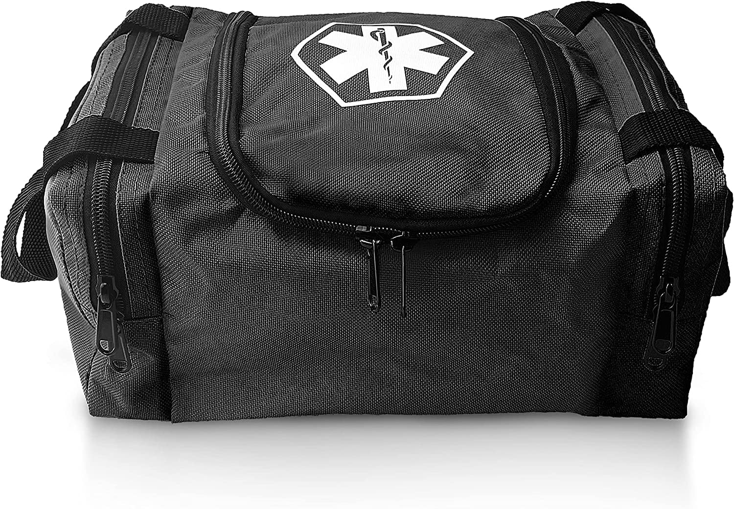 First Aid Responder EMS Emergency Medical Trauma Bag EMT, Fire Fighter, Police Officer, Paramedics, Nurse (Black)