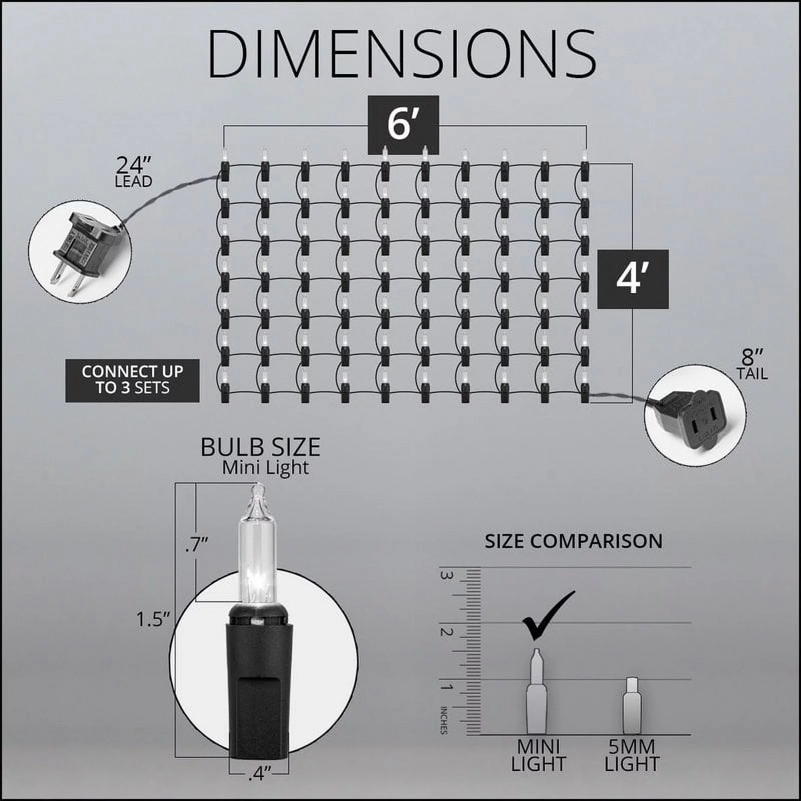 Kringle Traditions Clear Twinkle Christmas Net Lights with 150 Lamps on Green Wire, 4' x 6'