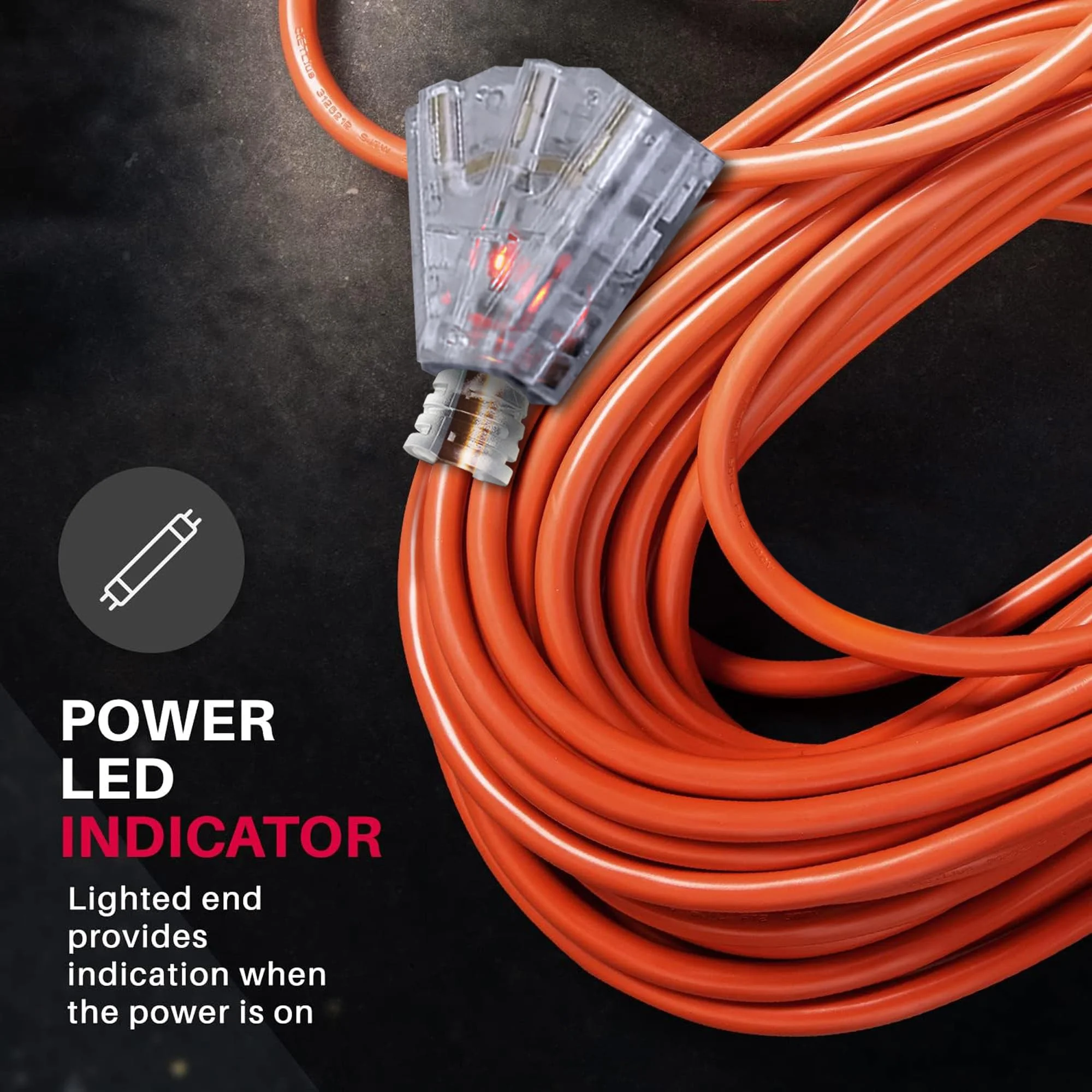 10ft Power Extension Cord Outdoor & Indoor - Waterproof Electric Drop Cord Cable -, 3-Outlet, SJTW, 12 Gauge, 15 AMP, 125 Volts, 1875 Watts, 12/3 - ETL Listed by LifeSupplyUSA - Orange (1 Pack)