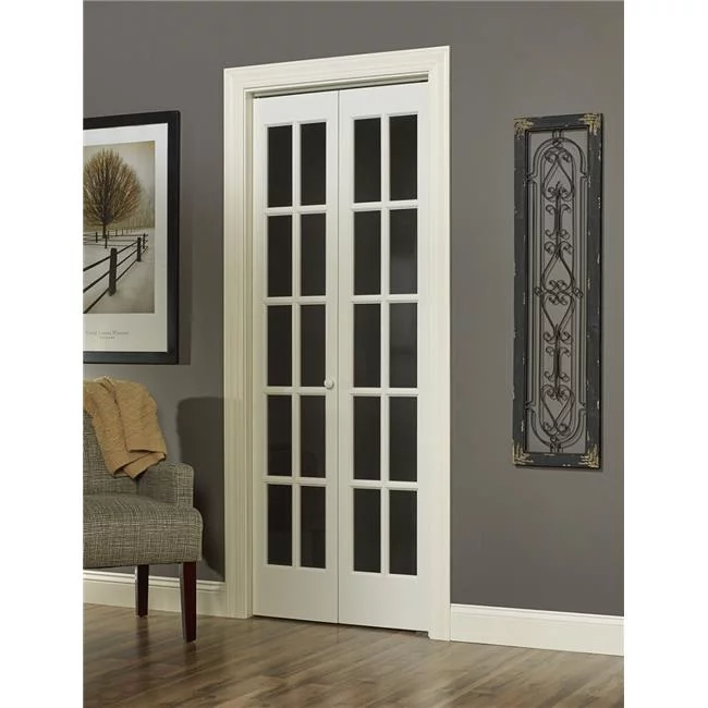 American Wood  32 x 80 in. 10-Lite Traditional Divided Bifold Door, Unfinished Pine