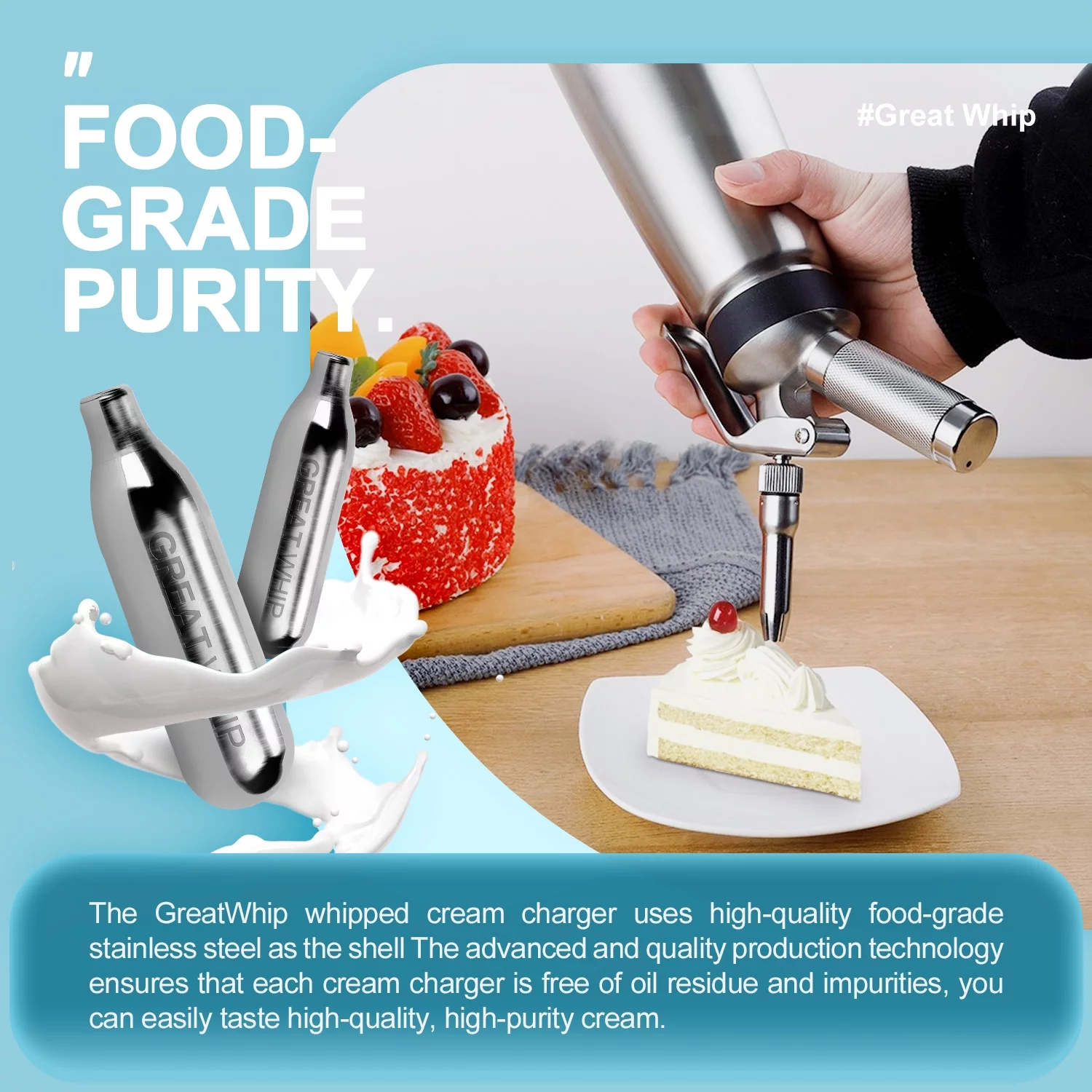 GreatWhip Whipped Cream Charger 300 Count N2O Nitrous Cartridges 8 garm Nitrous Oxide Chargers