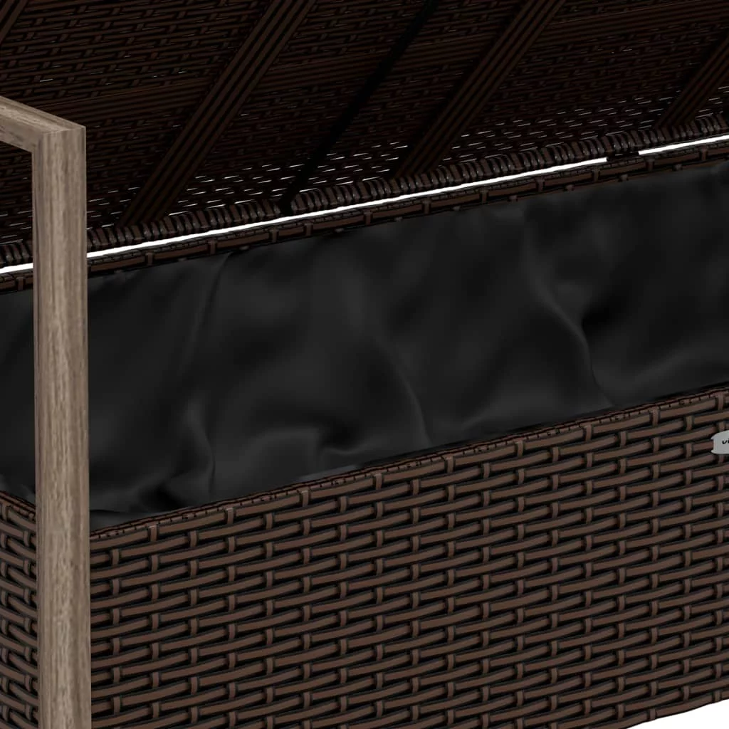 Anself 2-Seater Patio Bench with Cushions Brown Poly Rattan