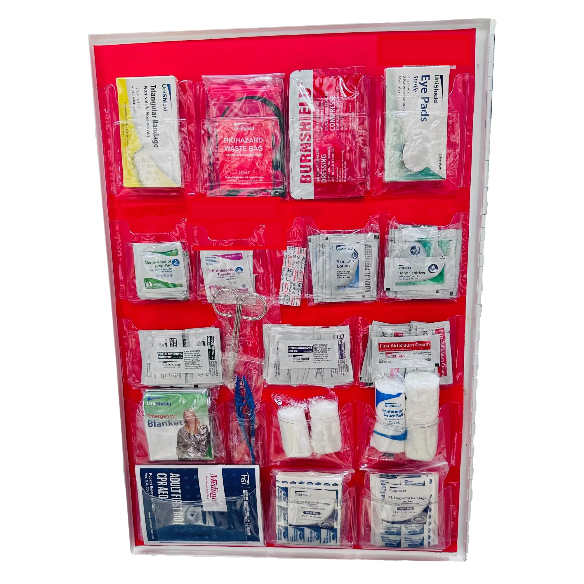 UniShield Antibiotic, Emergency Metal First Aid Wall Mountable Cabinet, 1500 Pcs