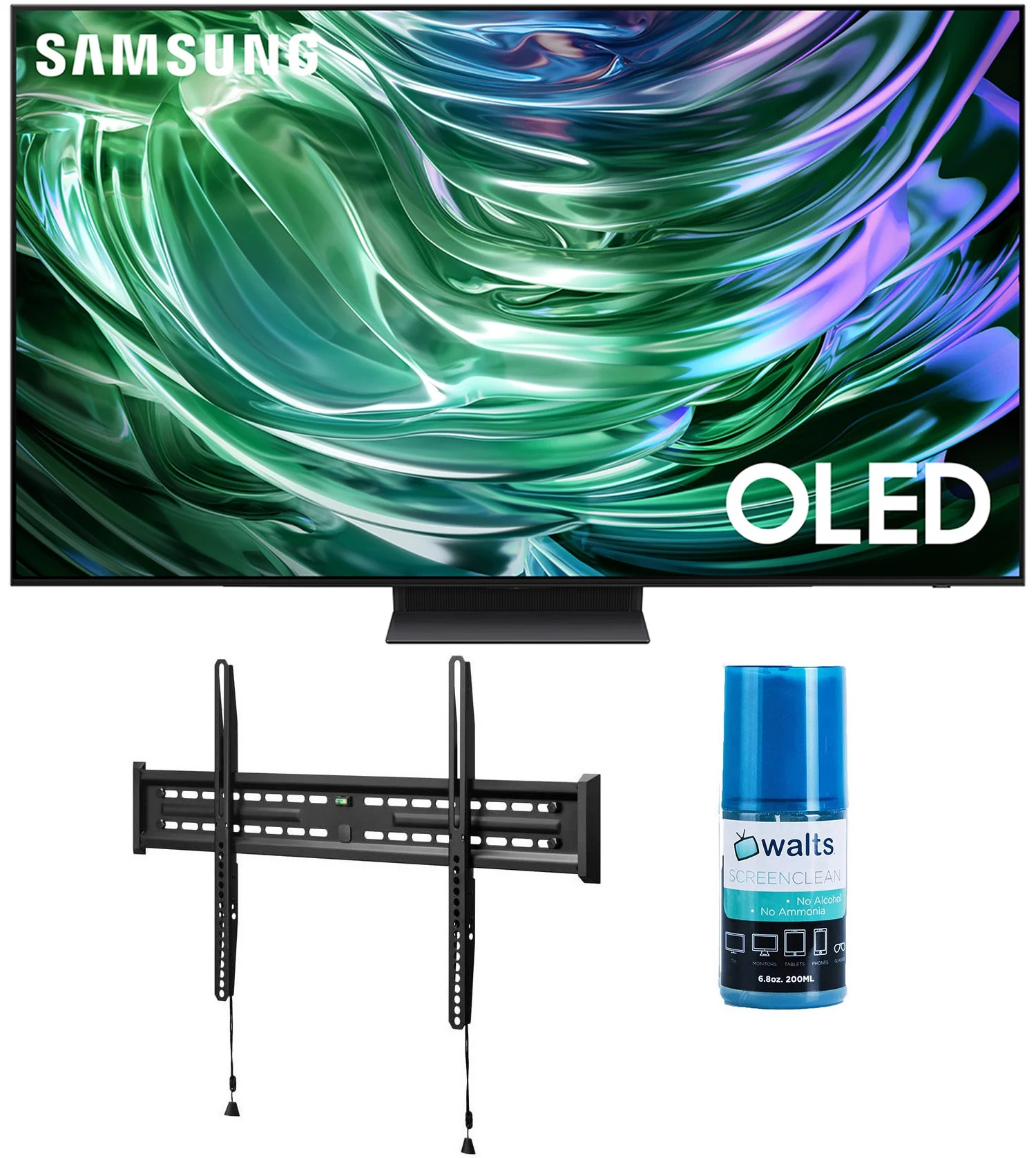 Samsung QN65S90DAFXZA 65 Inch 4K OLED Smart TV with Dolby Atmos with a Walts TV FIXED-MOUNT-43-90 TV Mount for 43-90 Inch Compatible TVs and Walts HDTV Screen Cleaner Kit (2024)