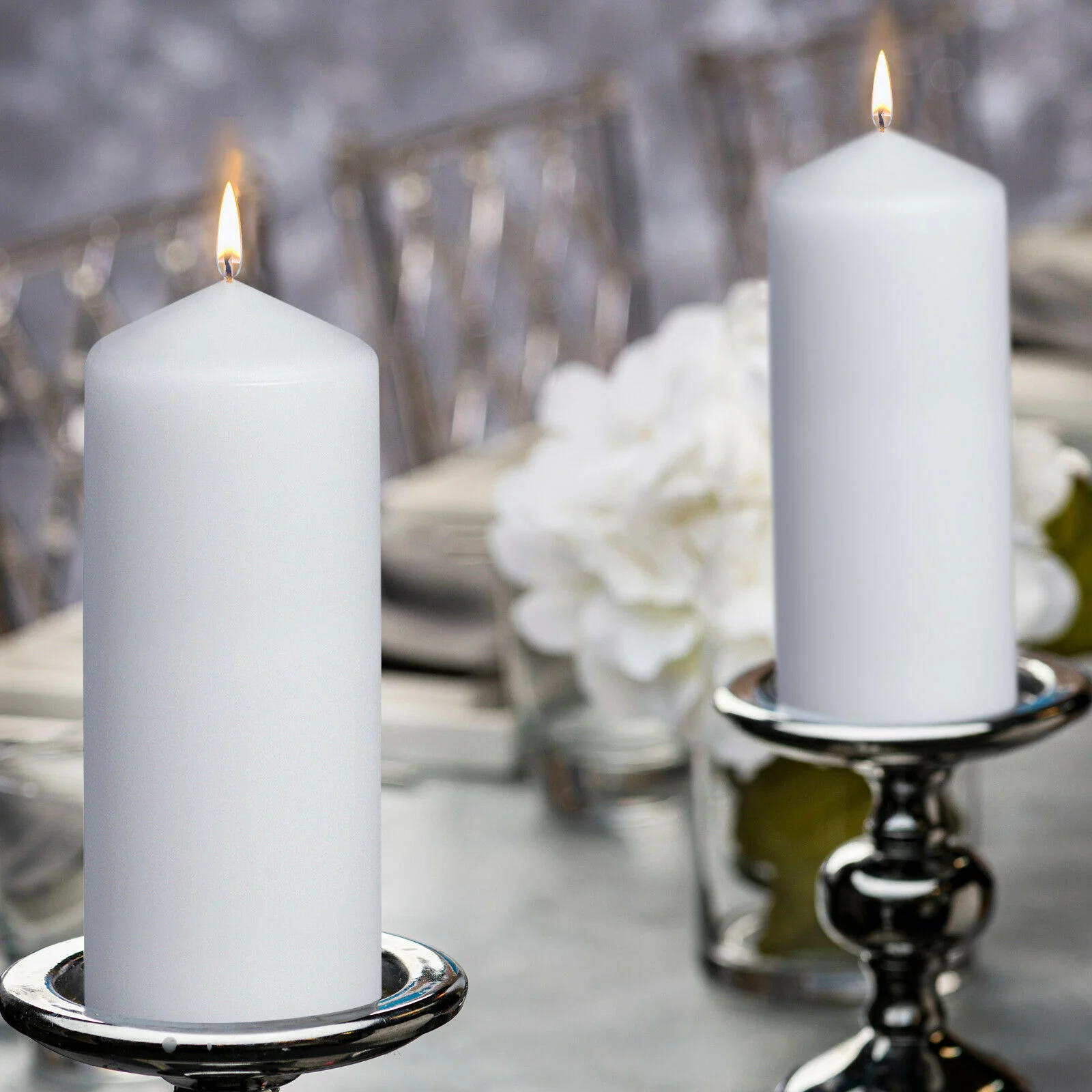 Bolsius 10 White Pillar Candles 2.25
