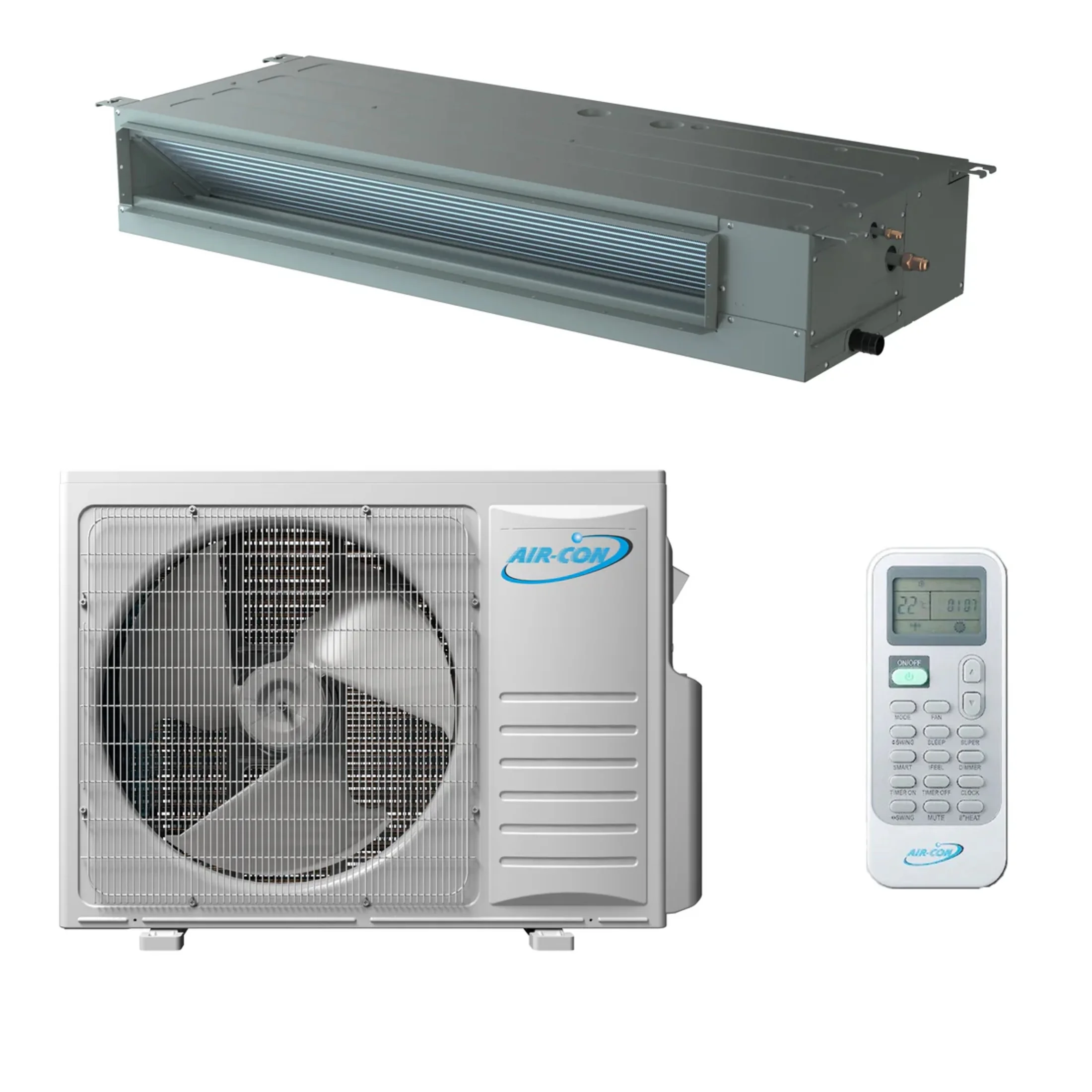 Air-Con Sky Pro Series 18,000 BTU 18.5 SEER Single Zone Concealed Duct Mini-Split Heat Pump System
