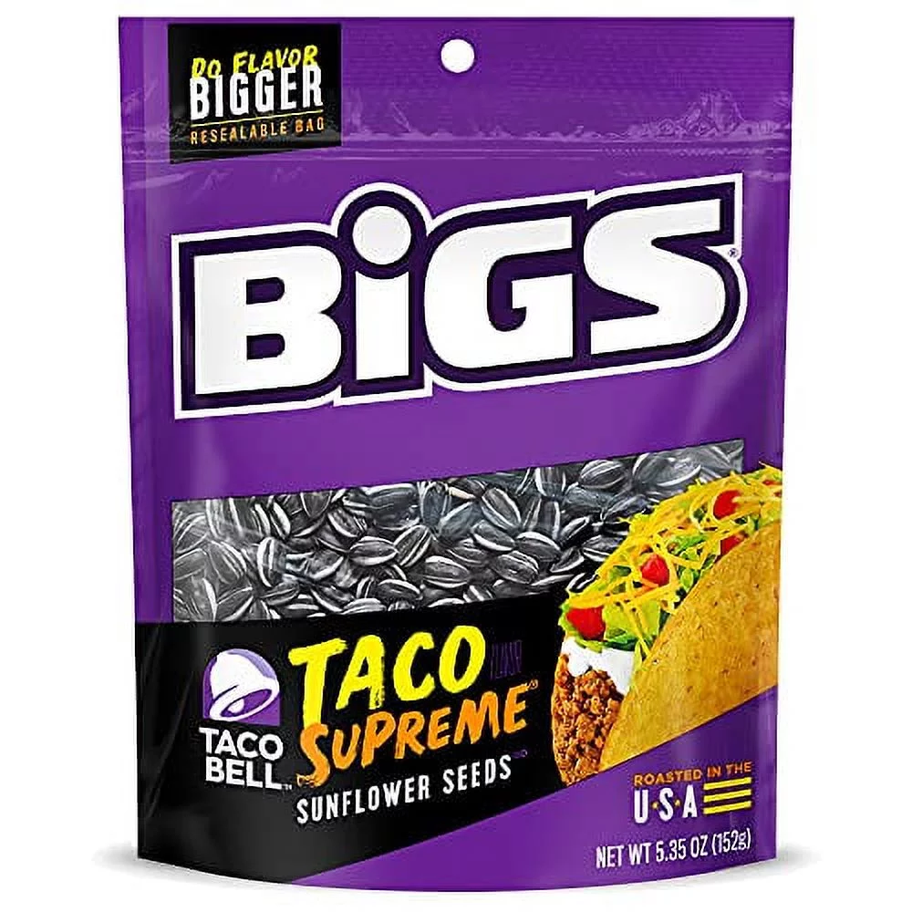 BIGS Taco Bell Taco Supreme Sunflower Seeds, Keto Friendly Snack, 5.35 oz (Pack of 12)