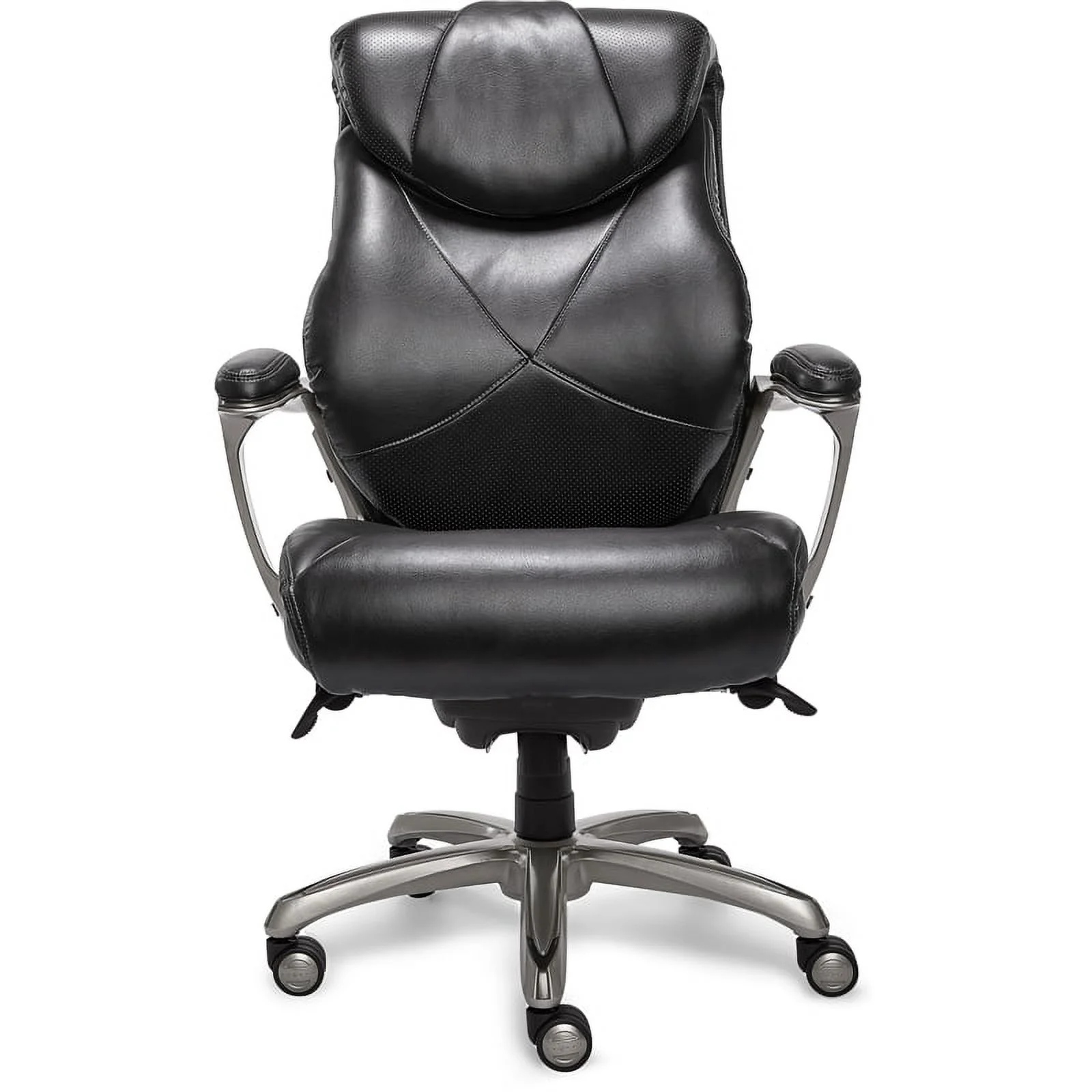 Scranton & Co Modern Faux Leather & Metal Executive Office Chair in Black/Silver