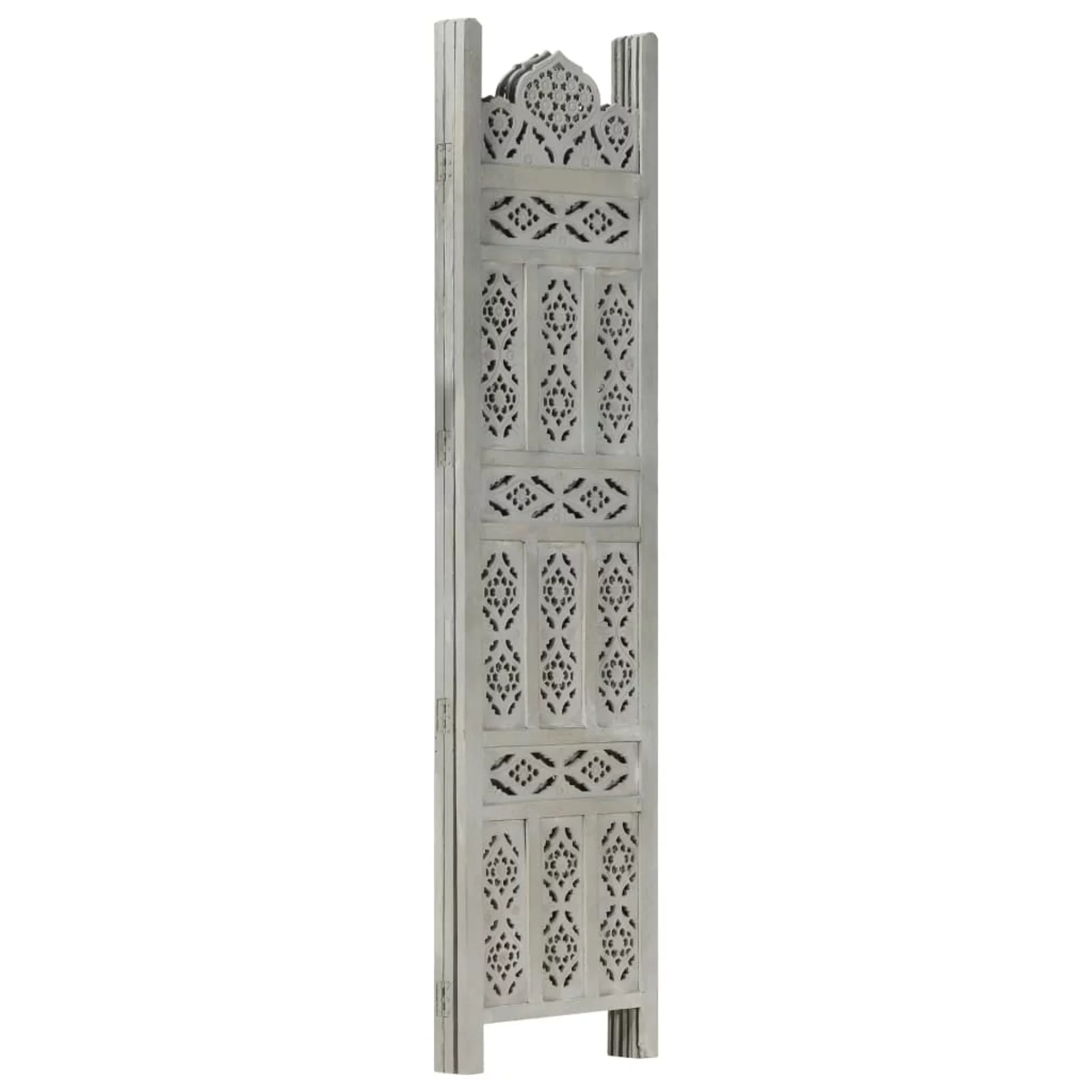 Suzicca Hand carved 3-Panel Room Divider Gray 47.2