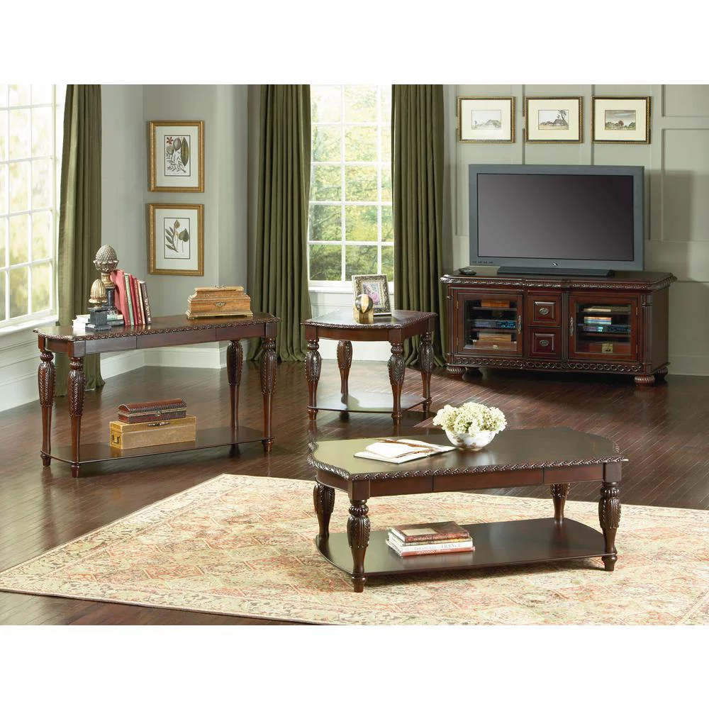 Steve Silver Company Antoinette Solid Wood End Table in Warm Brown Cherry