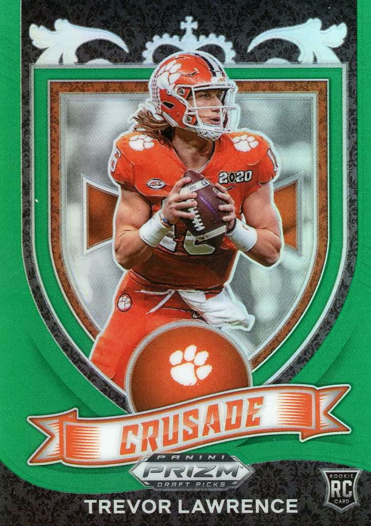 NFL 2021 Panini Prizm Draft Picks Trevor Lawrence Green Trading Card #161 (Rookie, Crusade)
