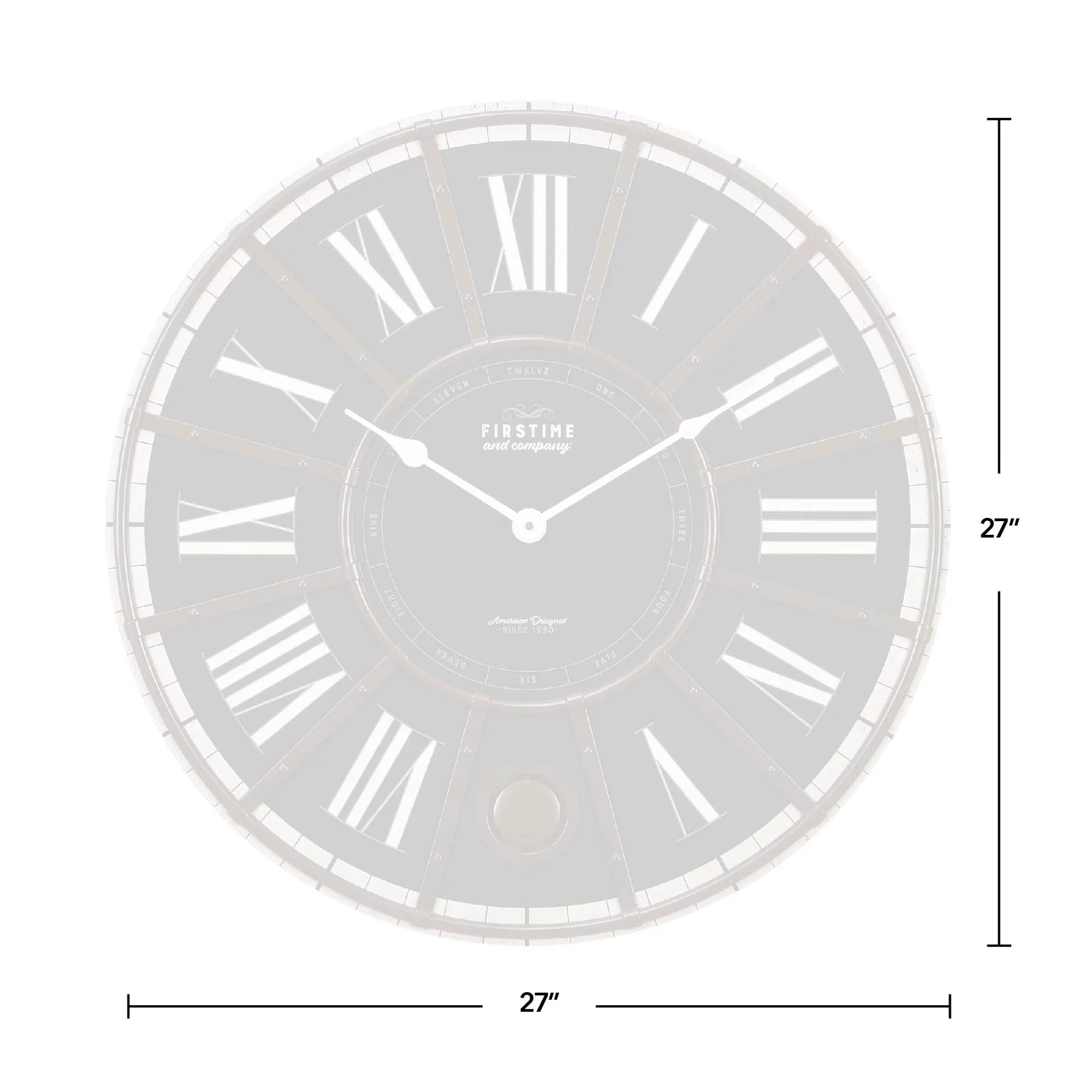 FirsTime & Co. Black Ellington Pendulum Wall Clock, Farmhouse, Analog, 27 x 2 x 27 in