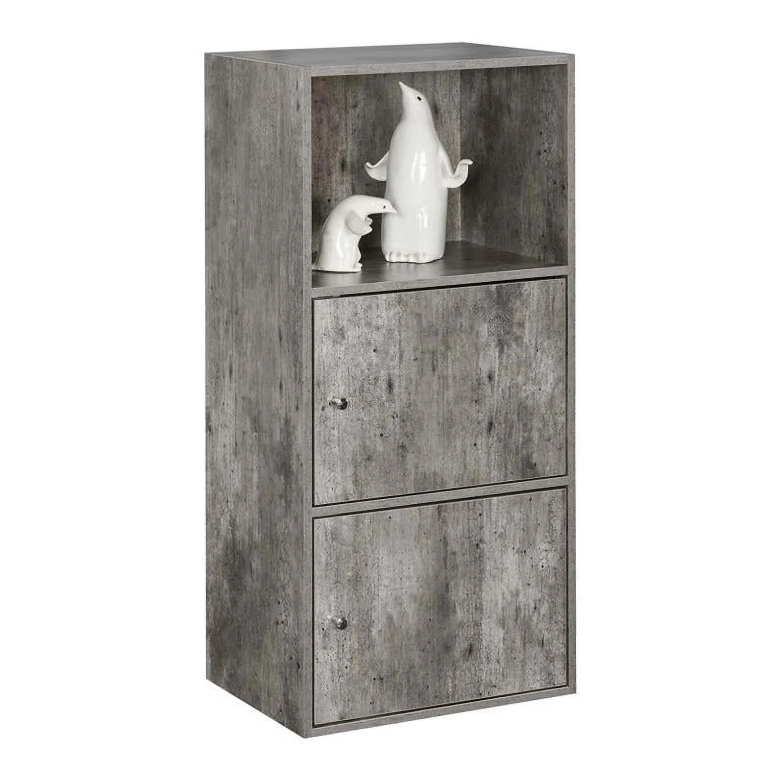 Pemberly Row Storage 2 Door Cabinet in Gray Faux Birch Wood Finish