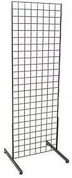 Garment Racks 2' X 6' Gridwall Panel Tower With T-Base Floorstanding Display Kit, Black