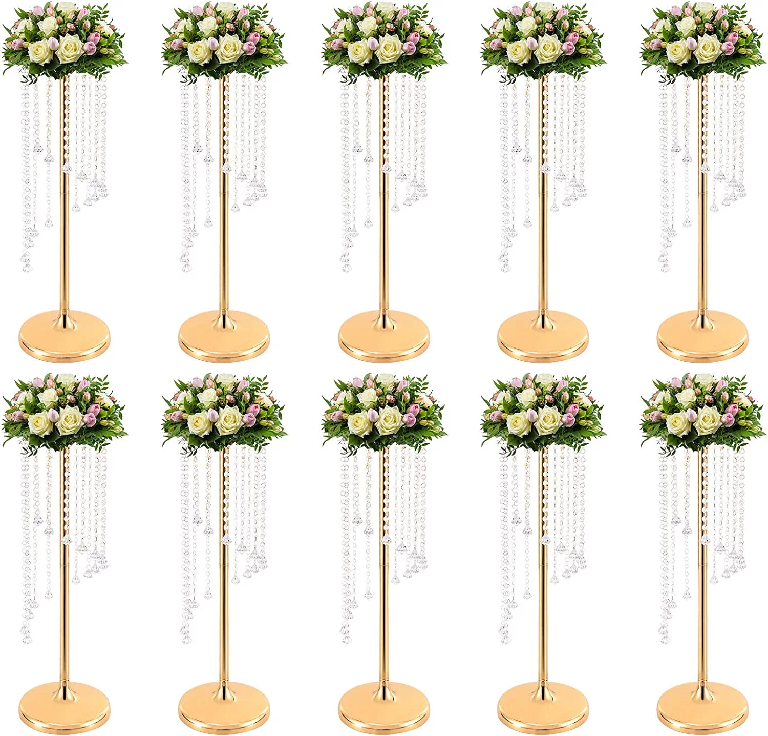 Miumaeov 10Pcs Wedding Flower Stand For Table Centerpieces Decoration Metal Flower Vase