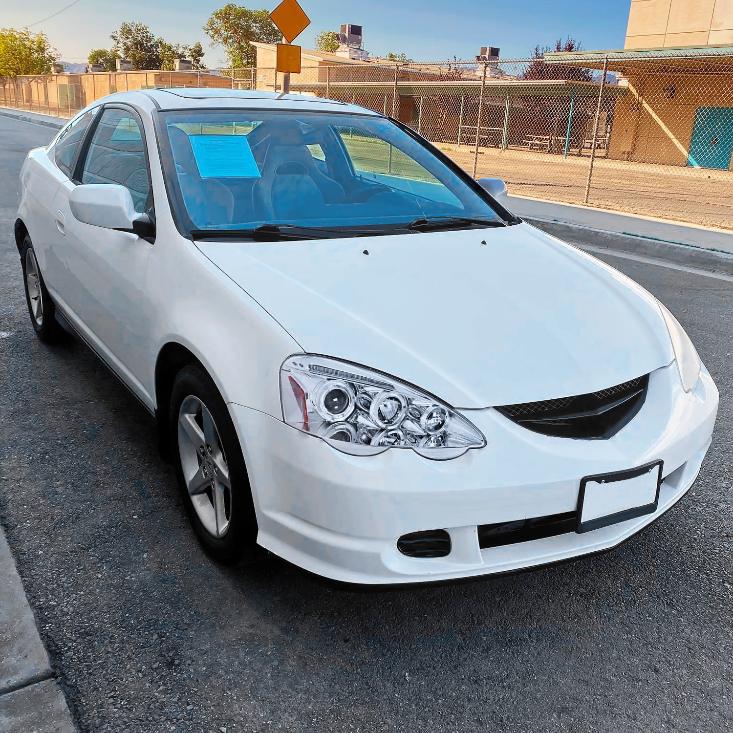 Spec-D Tuning Jdm Halo Chrome Housing Clear Lens Projector Headlights Compatible with 2002-2004 Acura RSX Left + Right Pair Headlamps Assembly