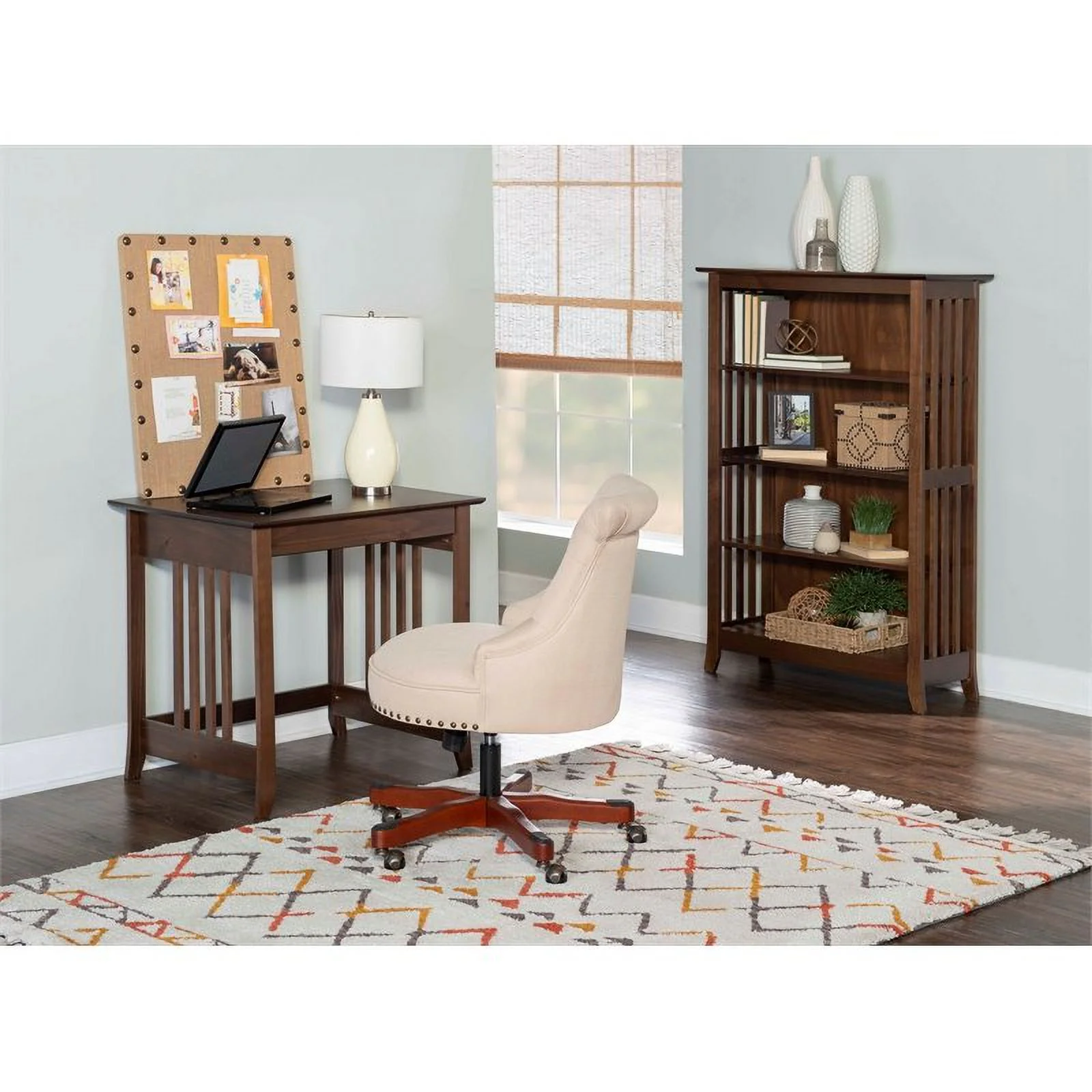 Linon Eli Wood One Drawer Laptop Desk in Brown