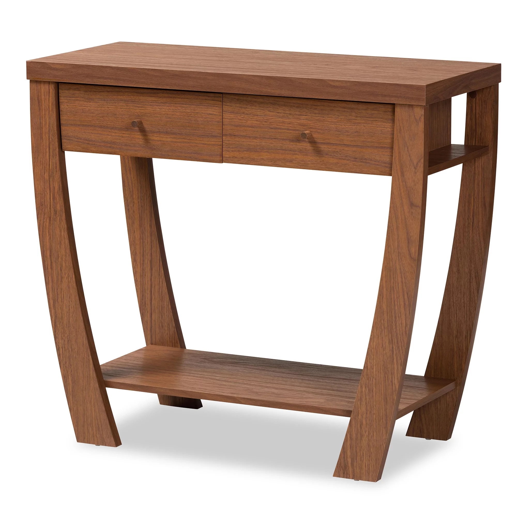 Baxton Studio Capote Modern Wood 2 Drawer Console Table, Walnut